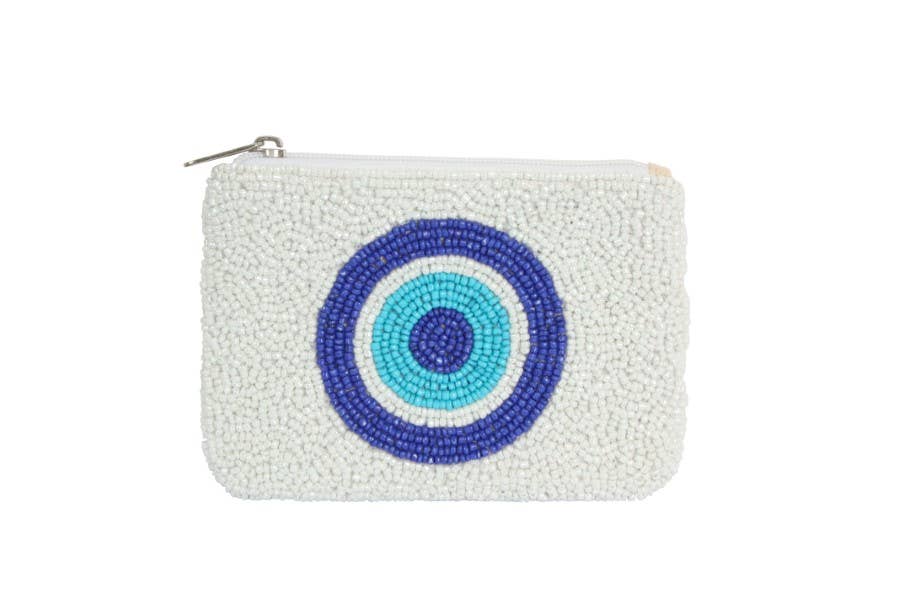 Beaded Evil Eye Blue Coin Purse