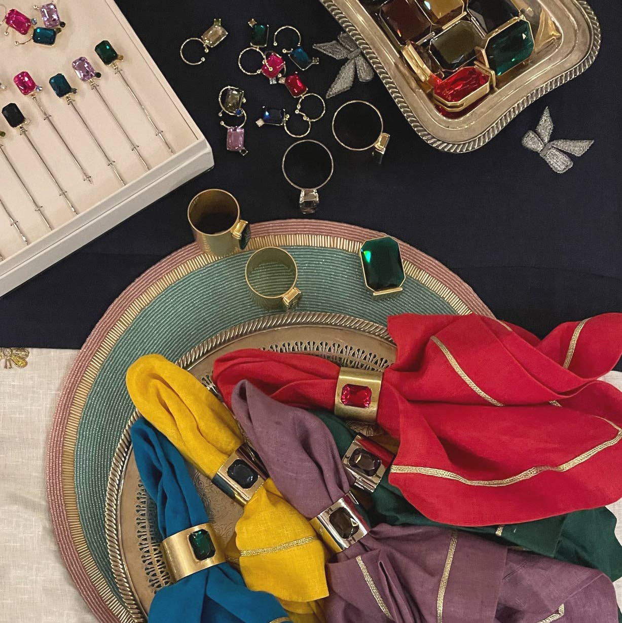 Emerald and Gold Napkin Rings
