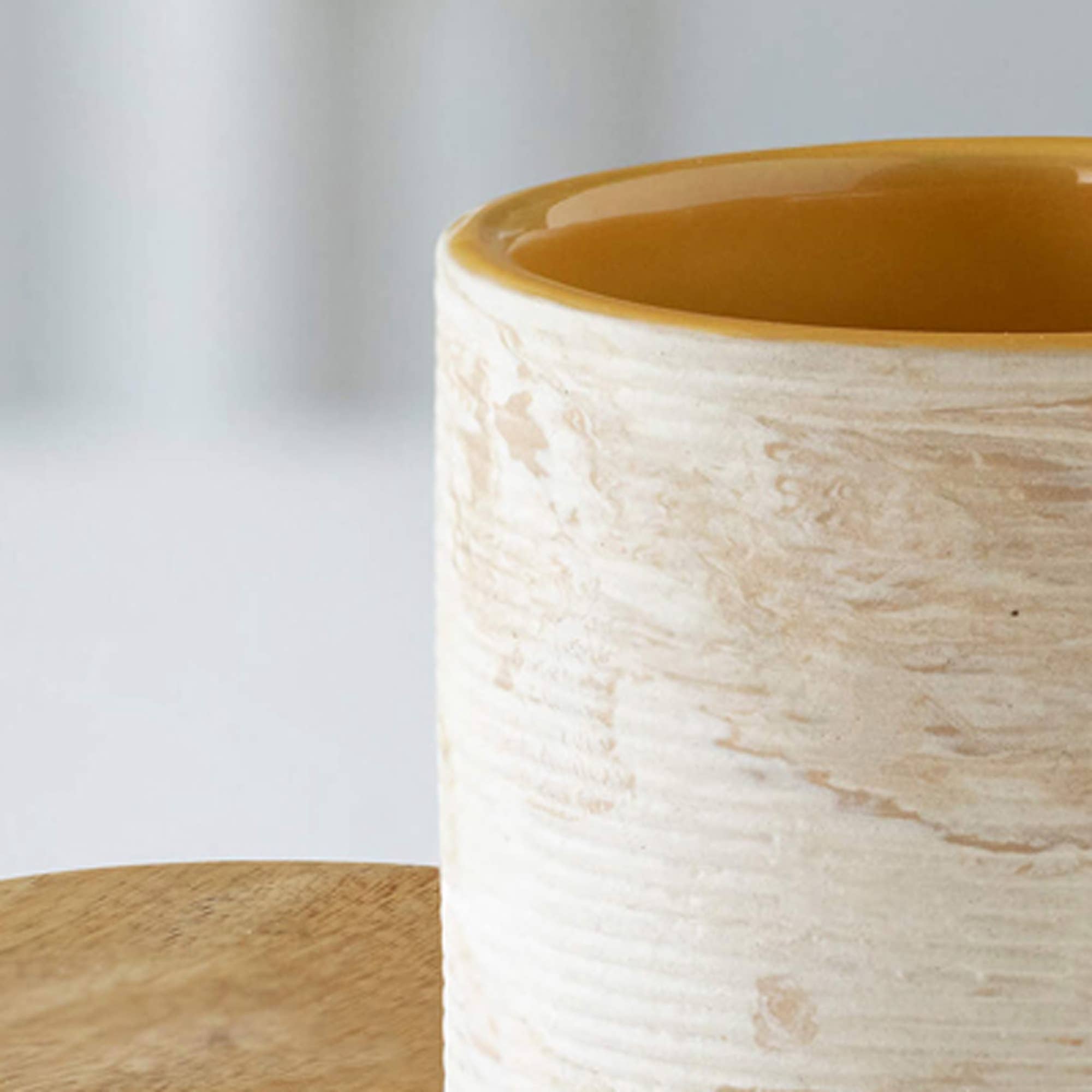 Handcrafted Ceramic Jar with Wooden Lid