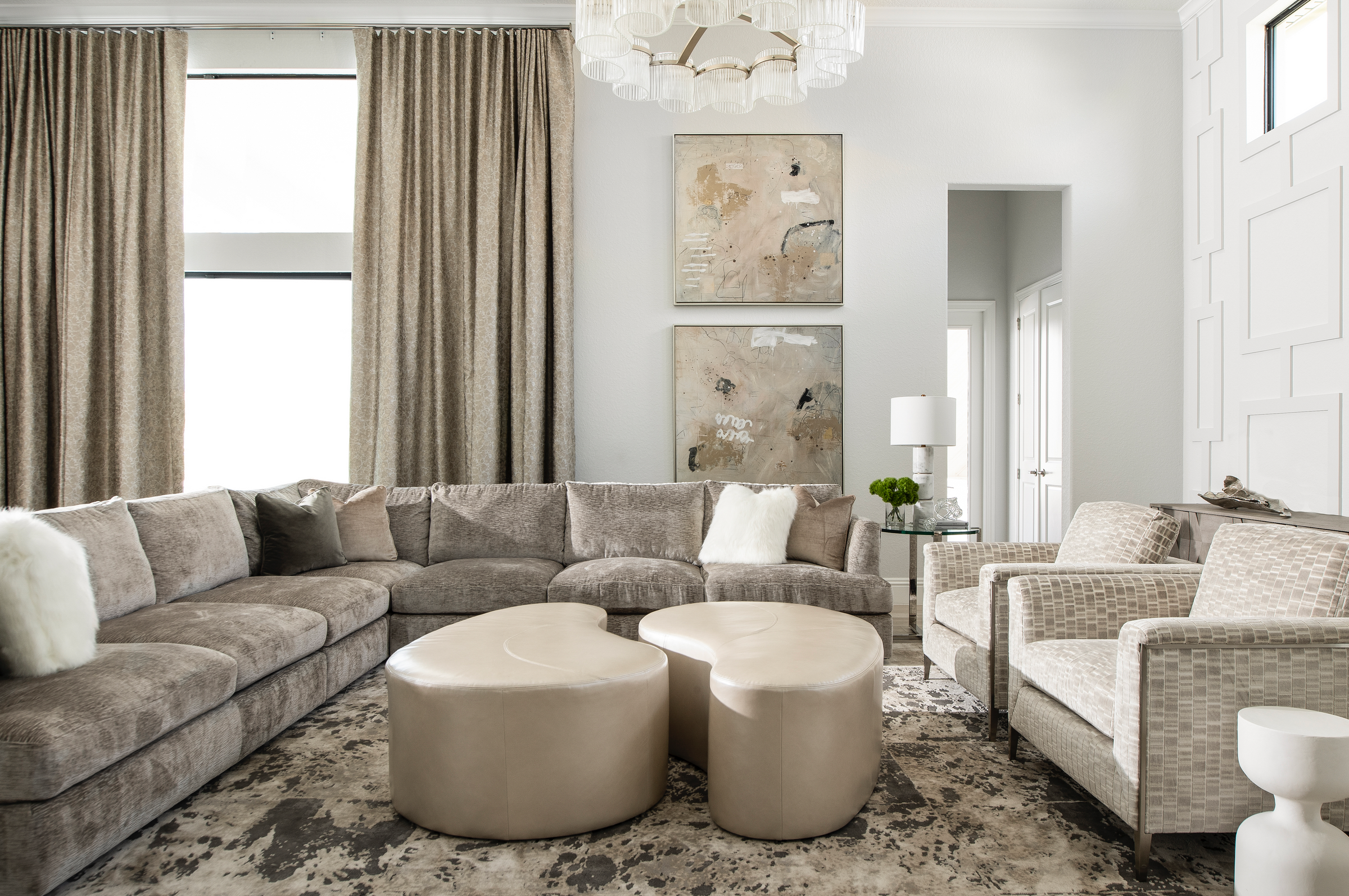 glam family room luxury neutral interior design 