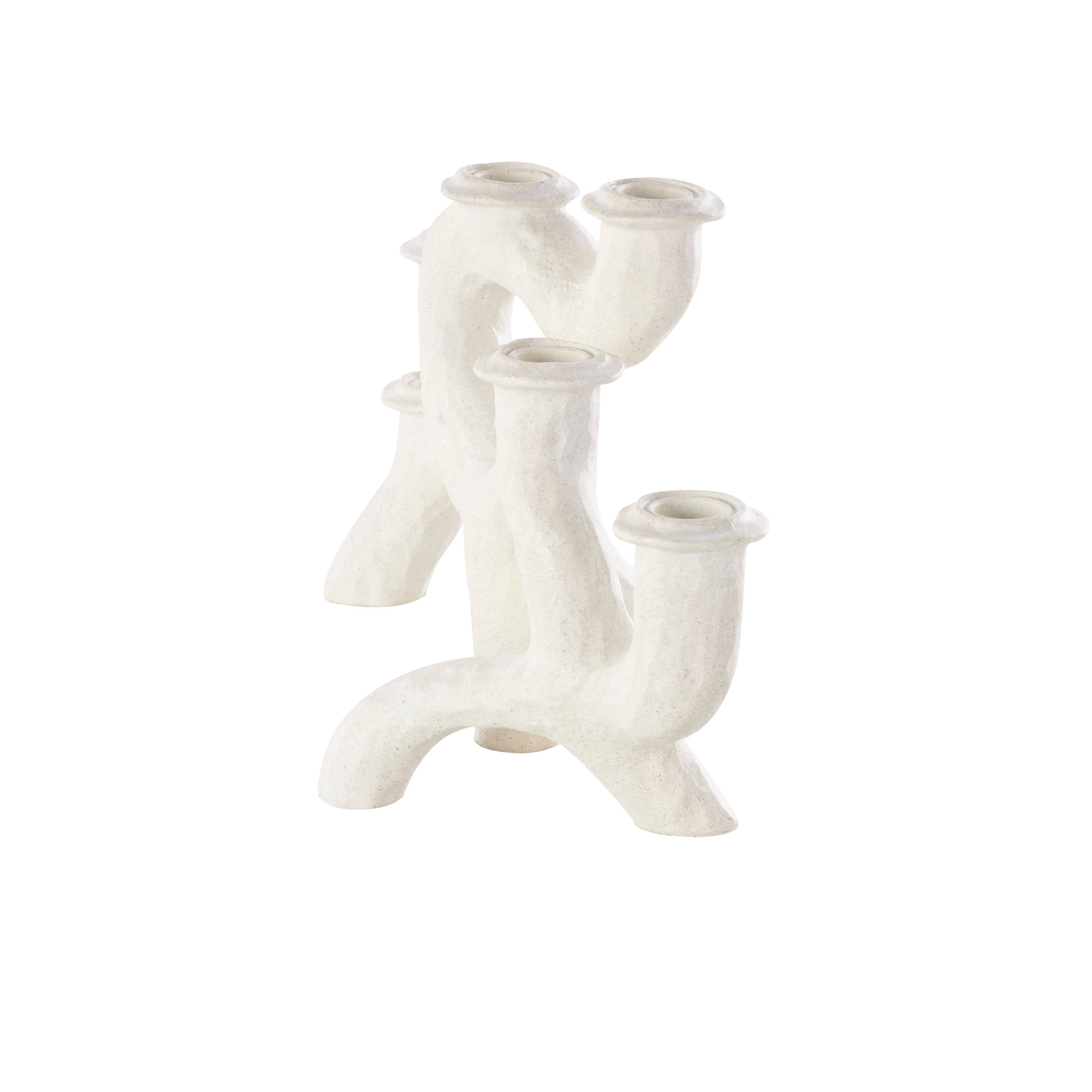 Contemporary Cream Resin Candelabra