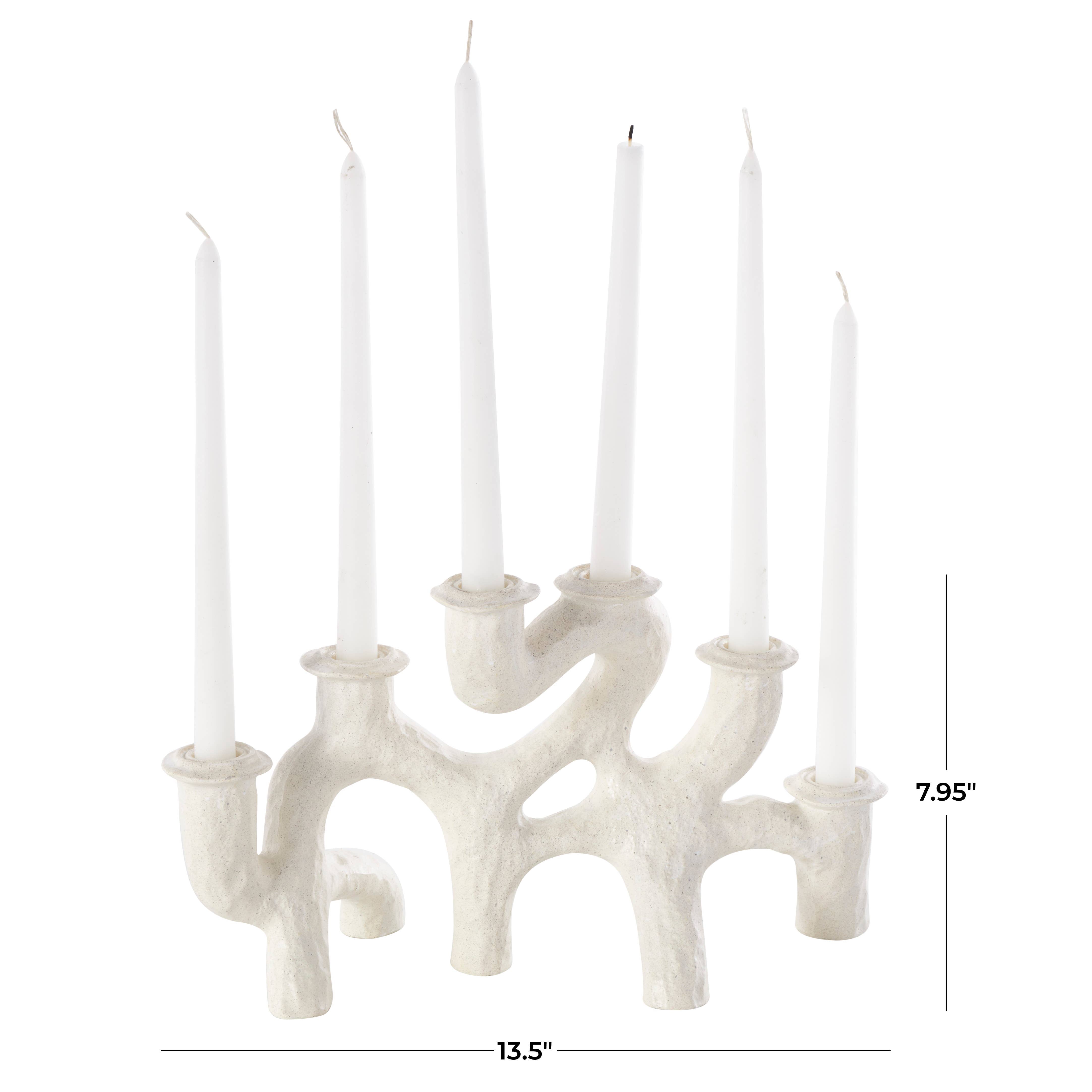 Contemporary Cream Resin Candelabra