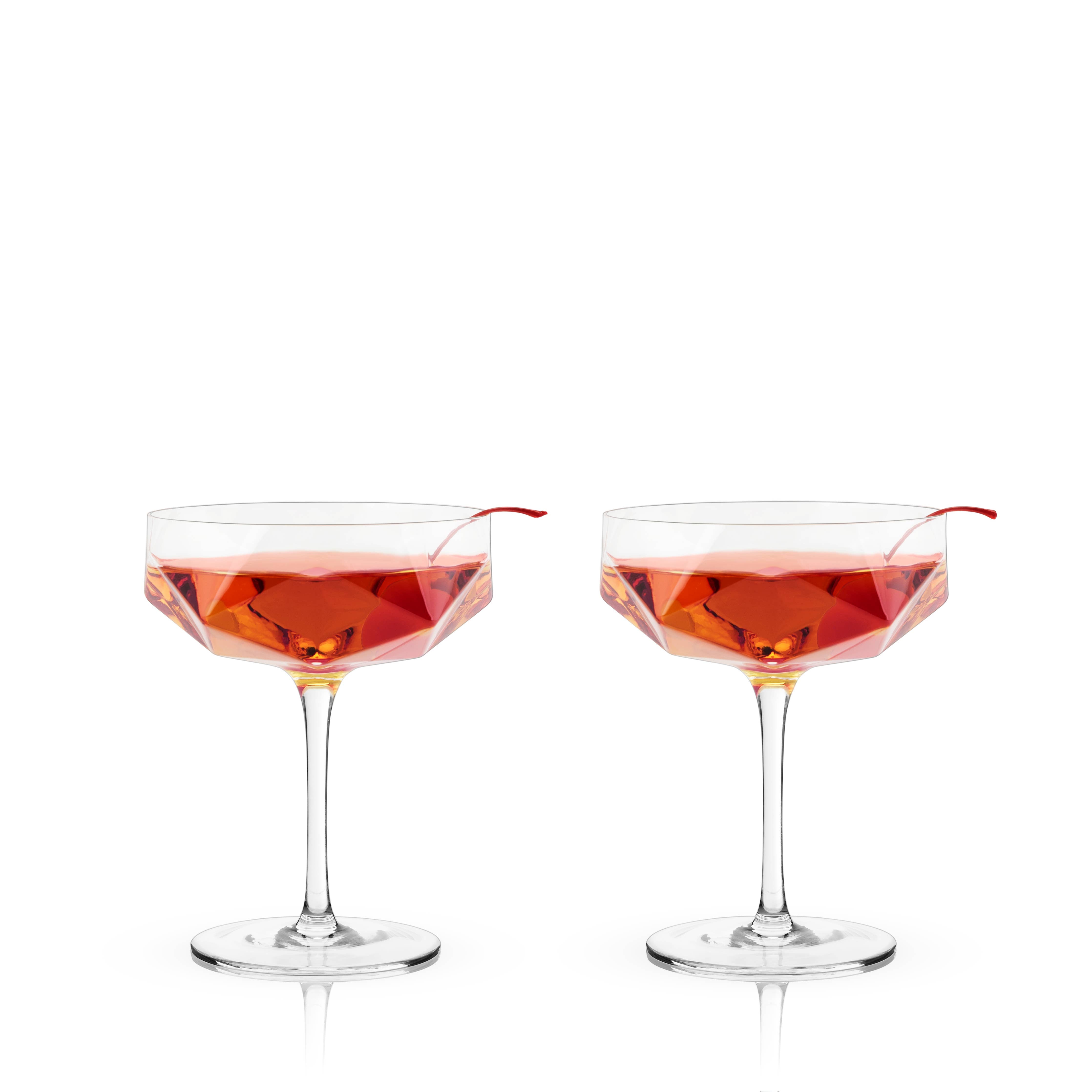 Faceted Crystal Coupe Glasses