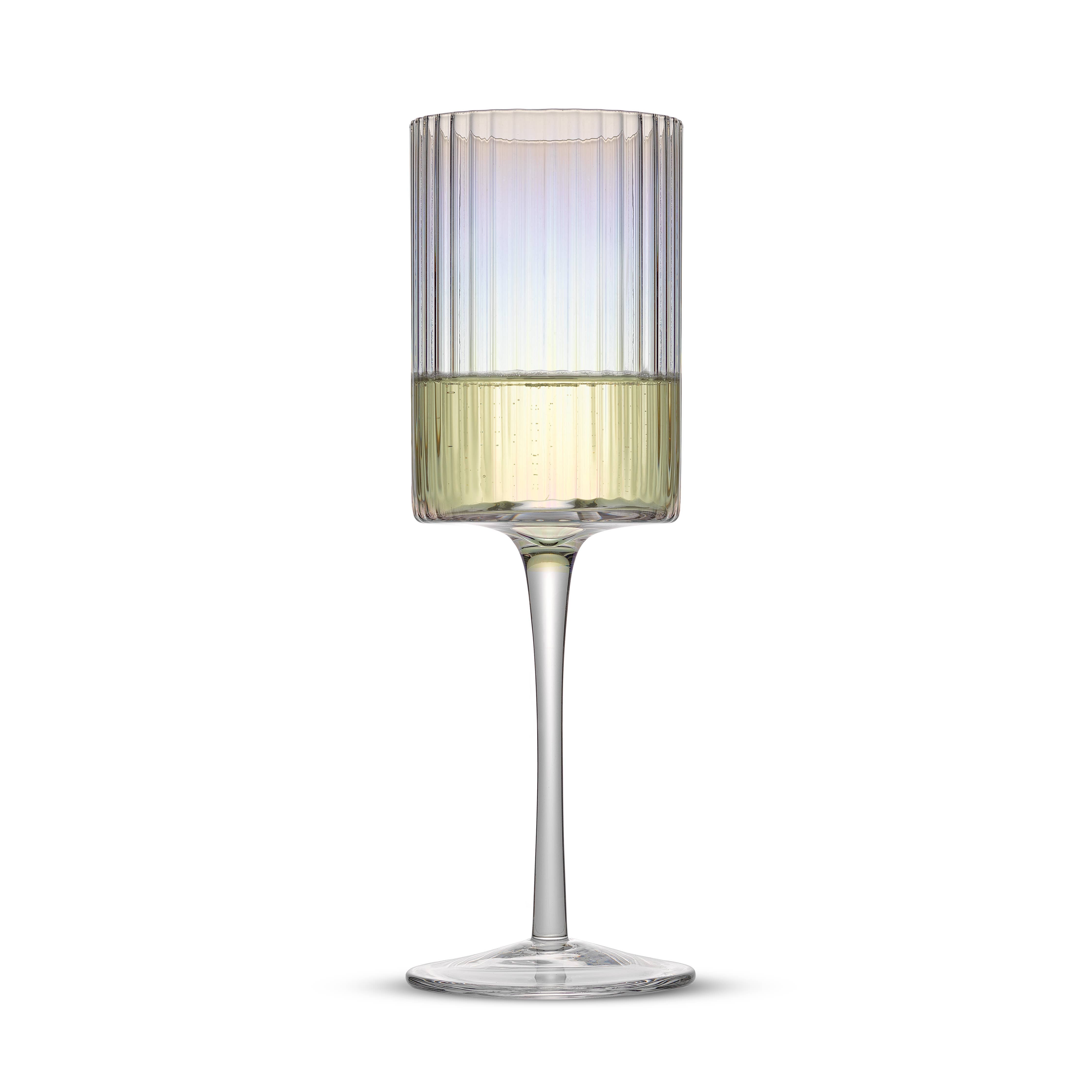 Iridescent White Wine Glasses