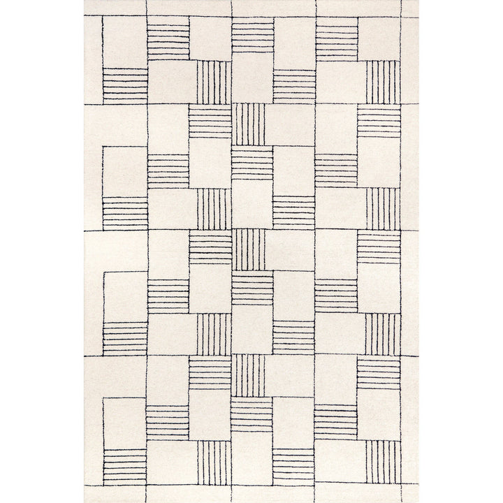 Kathleen Abstract Checkered Wool Area Rug