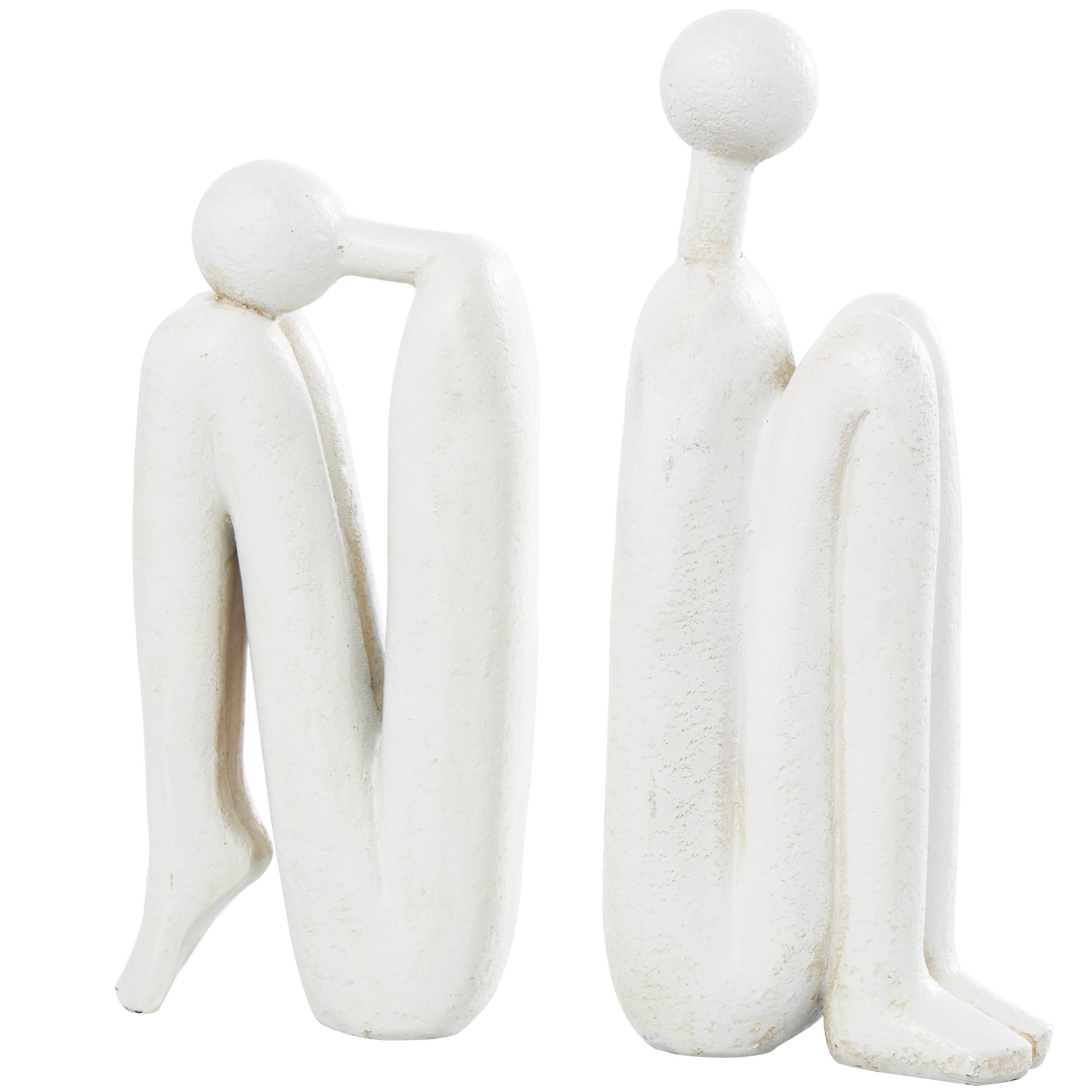 Contemporary White Polystone Bookends Set