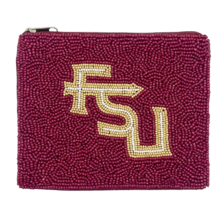 Beaded Burgundy FSU Coin Purse