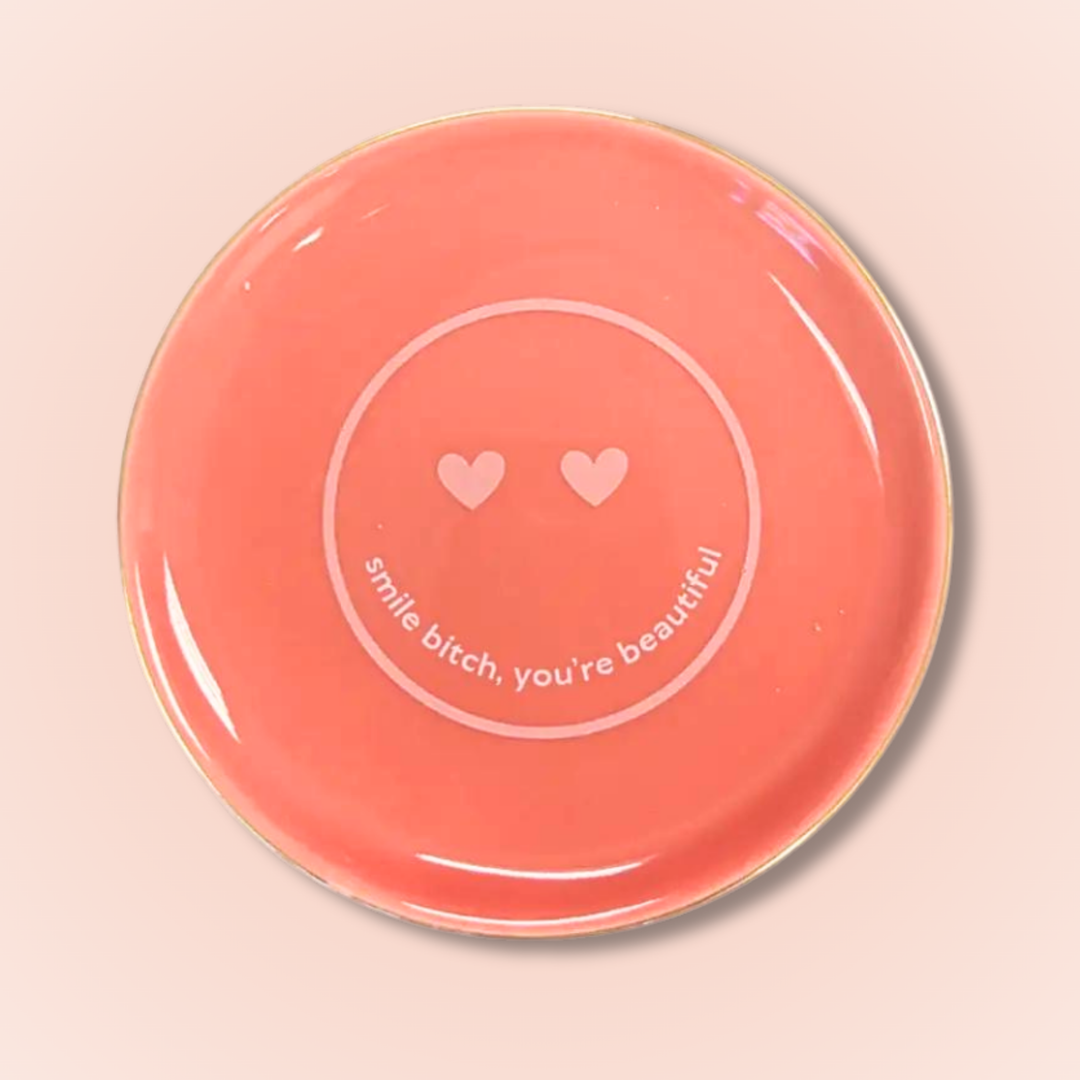Smile Bitch Round Trinket Tray