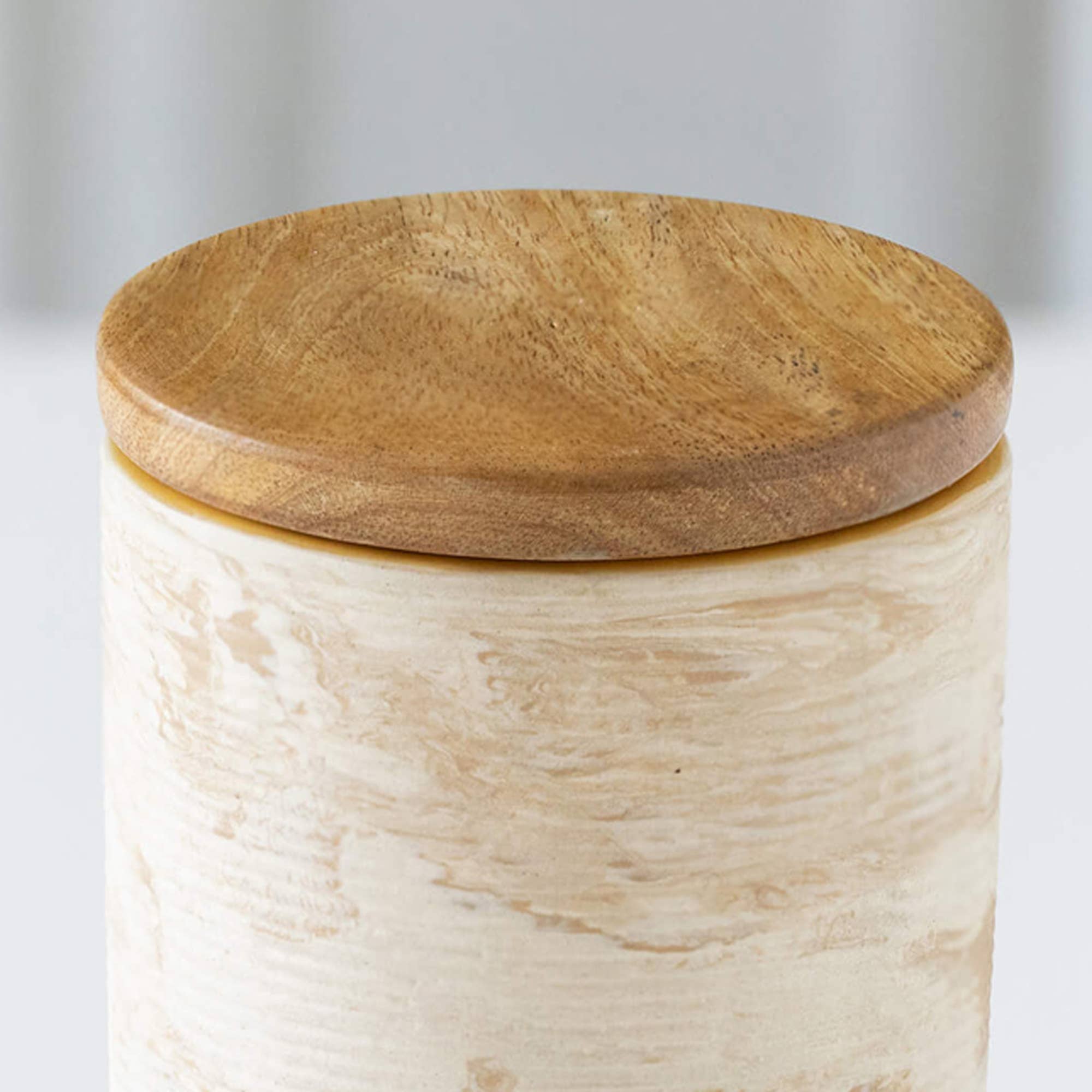 Handcrafted Ceramic Jar with Wooden Lid