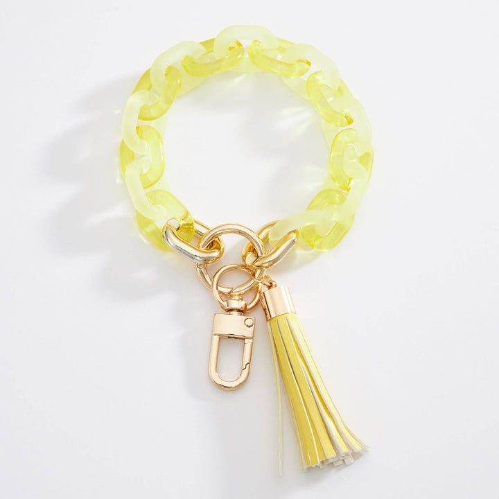 Colored Transparent Link Keychain With Tassel