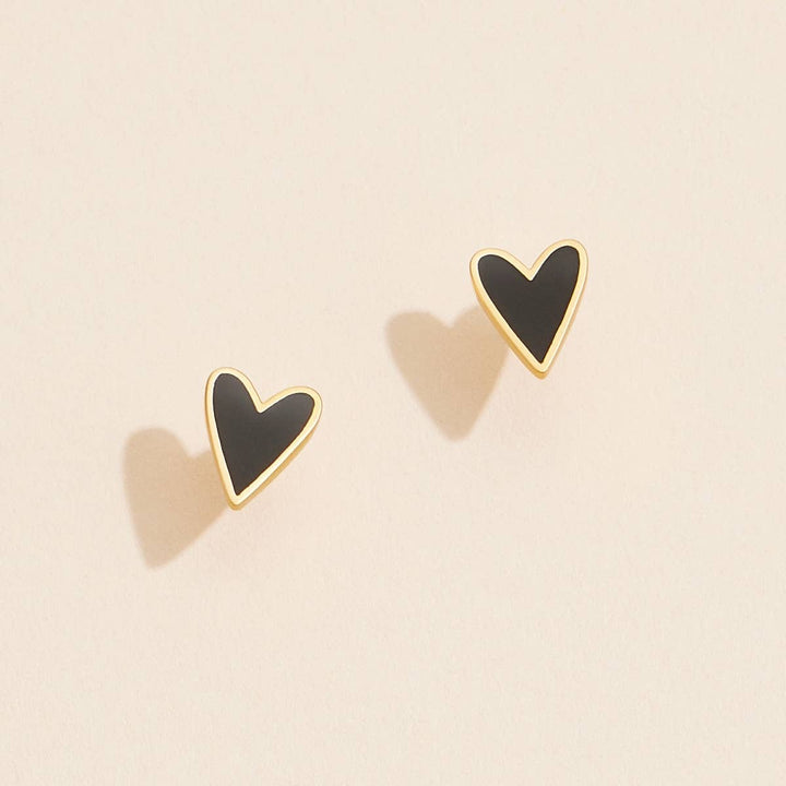 Enamel Heart 18K Gold Dip Stud Earrings