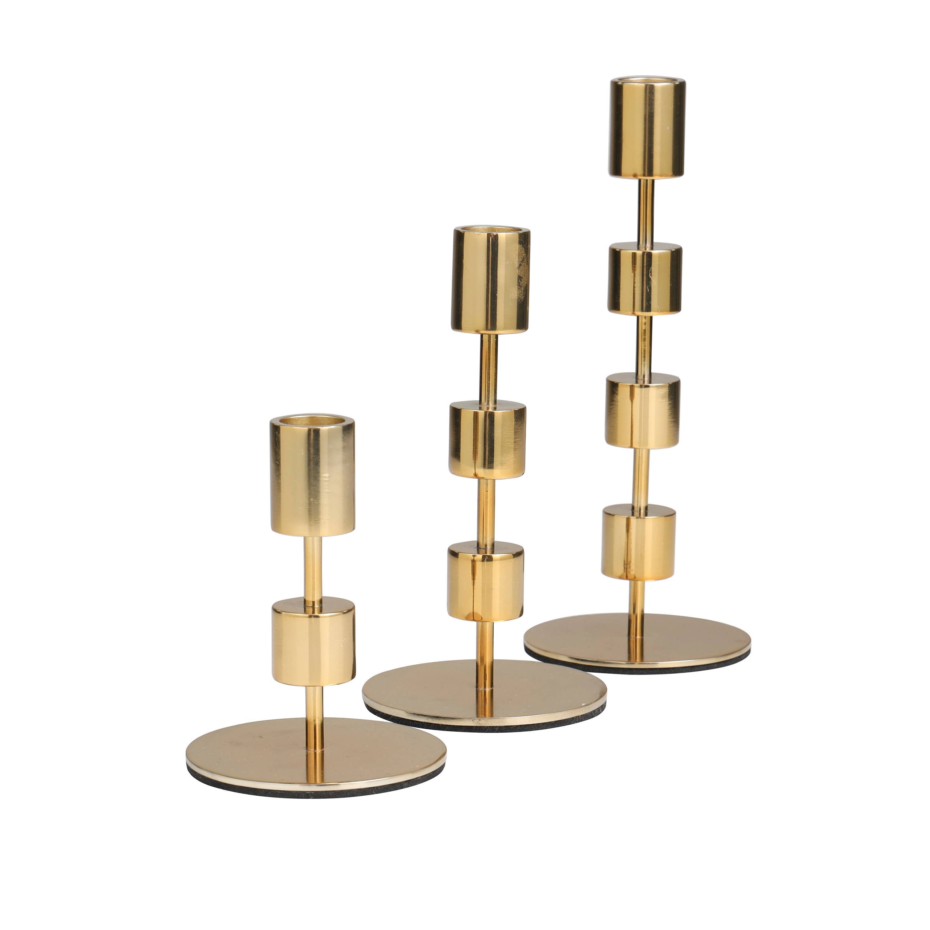 Contemporary Gold Metal Candle Holders