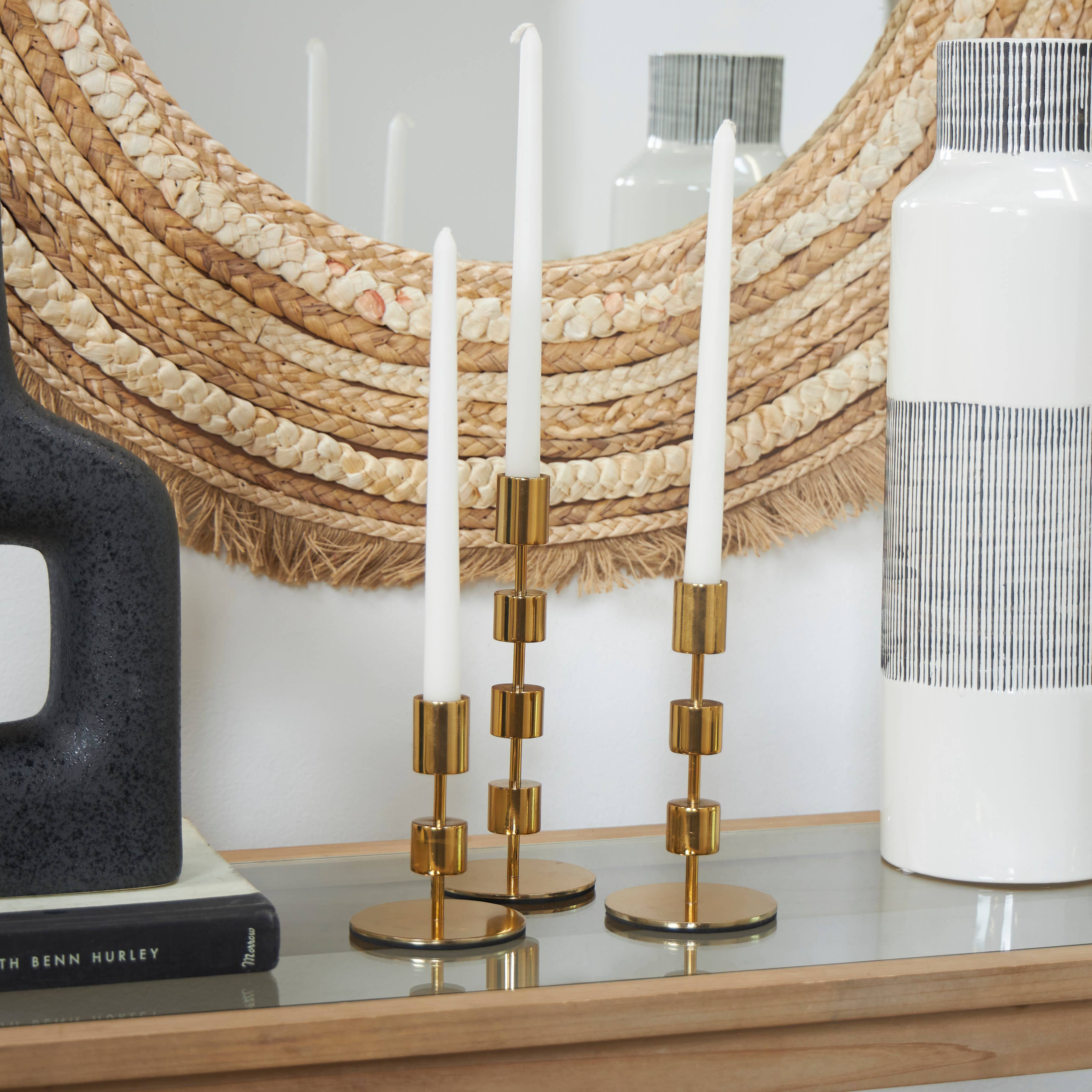 Contemporary Gold Metal Candle Holders