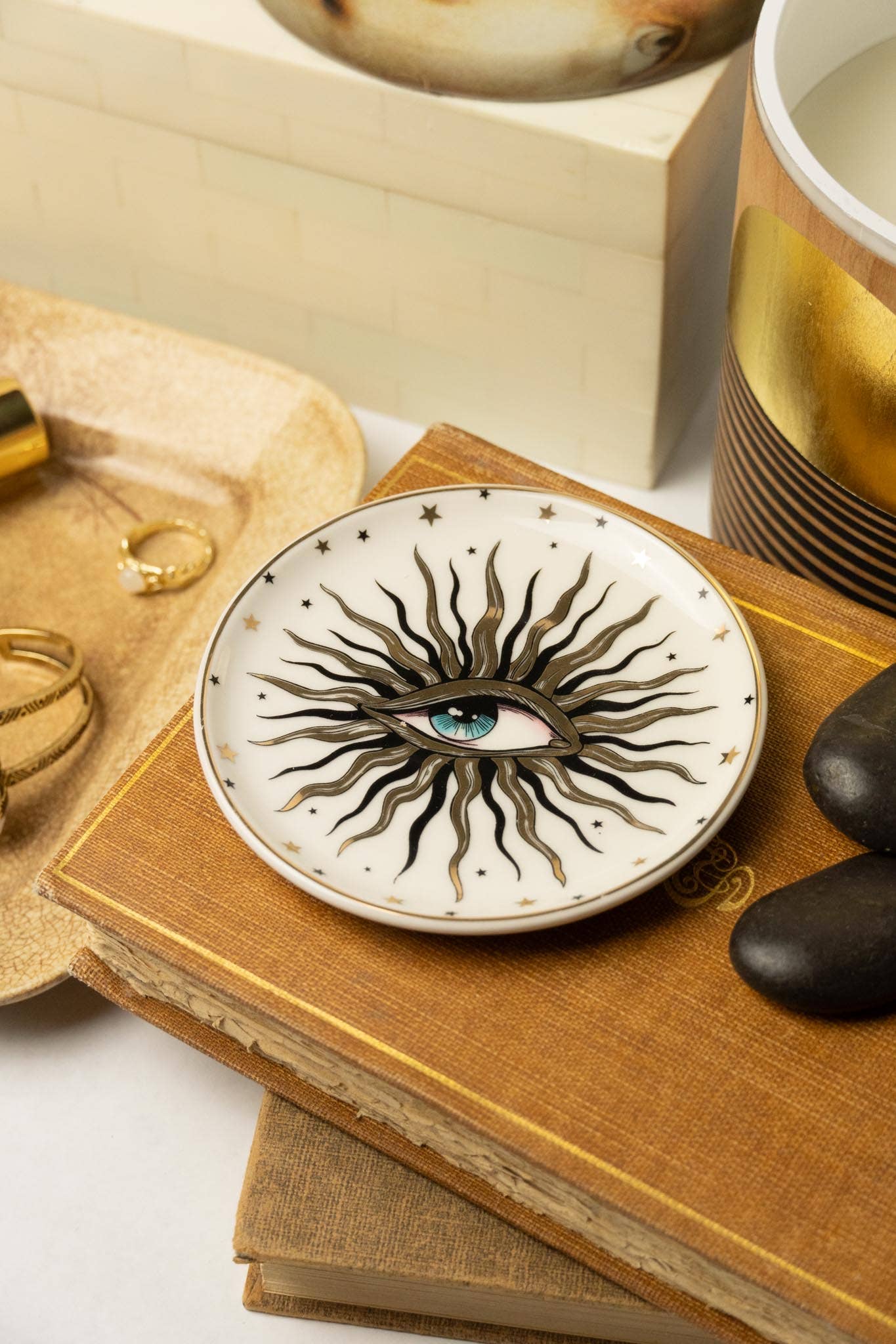 Eye & Stars Round Ceramic Dish