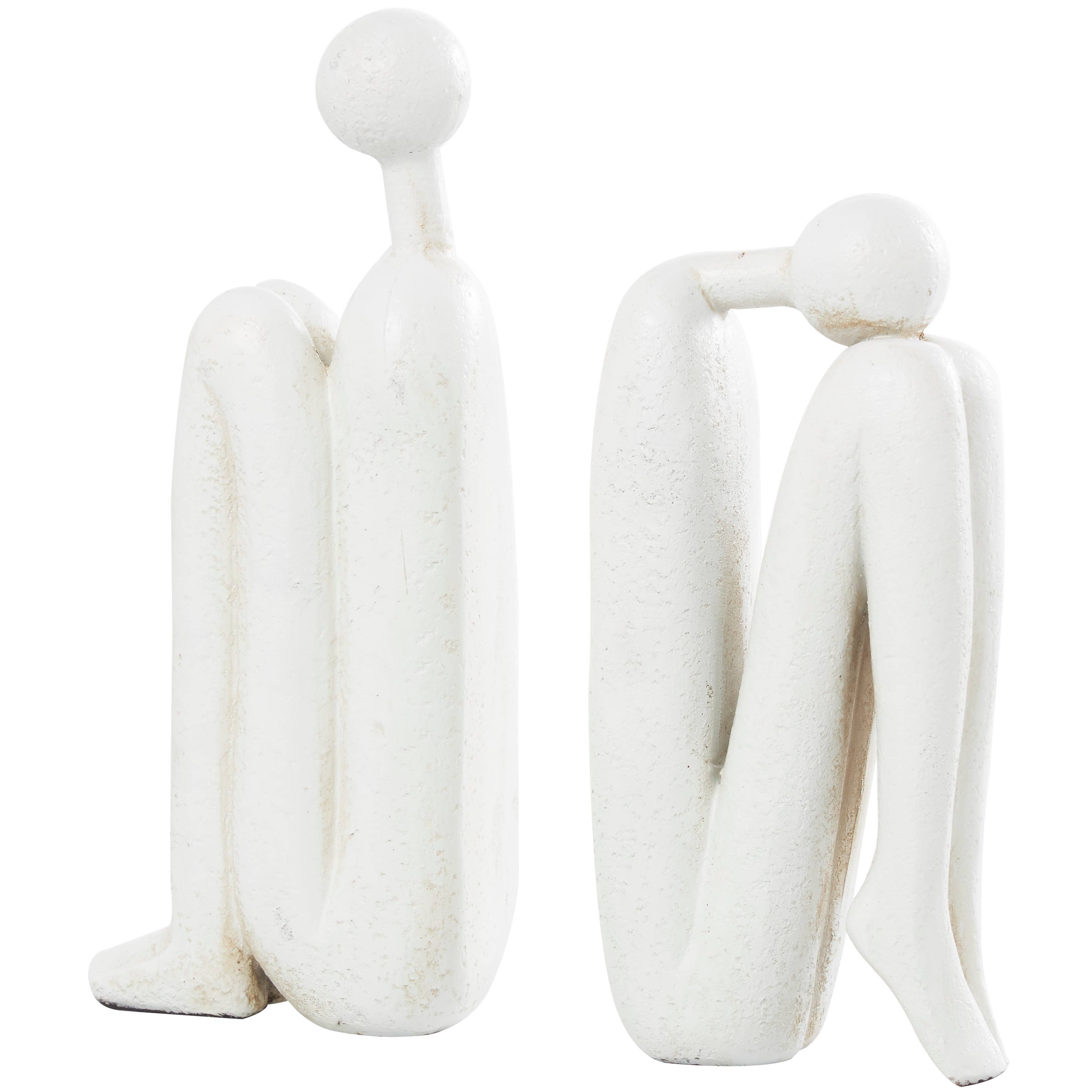 Contemporary White Polystone Bookends Set