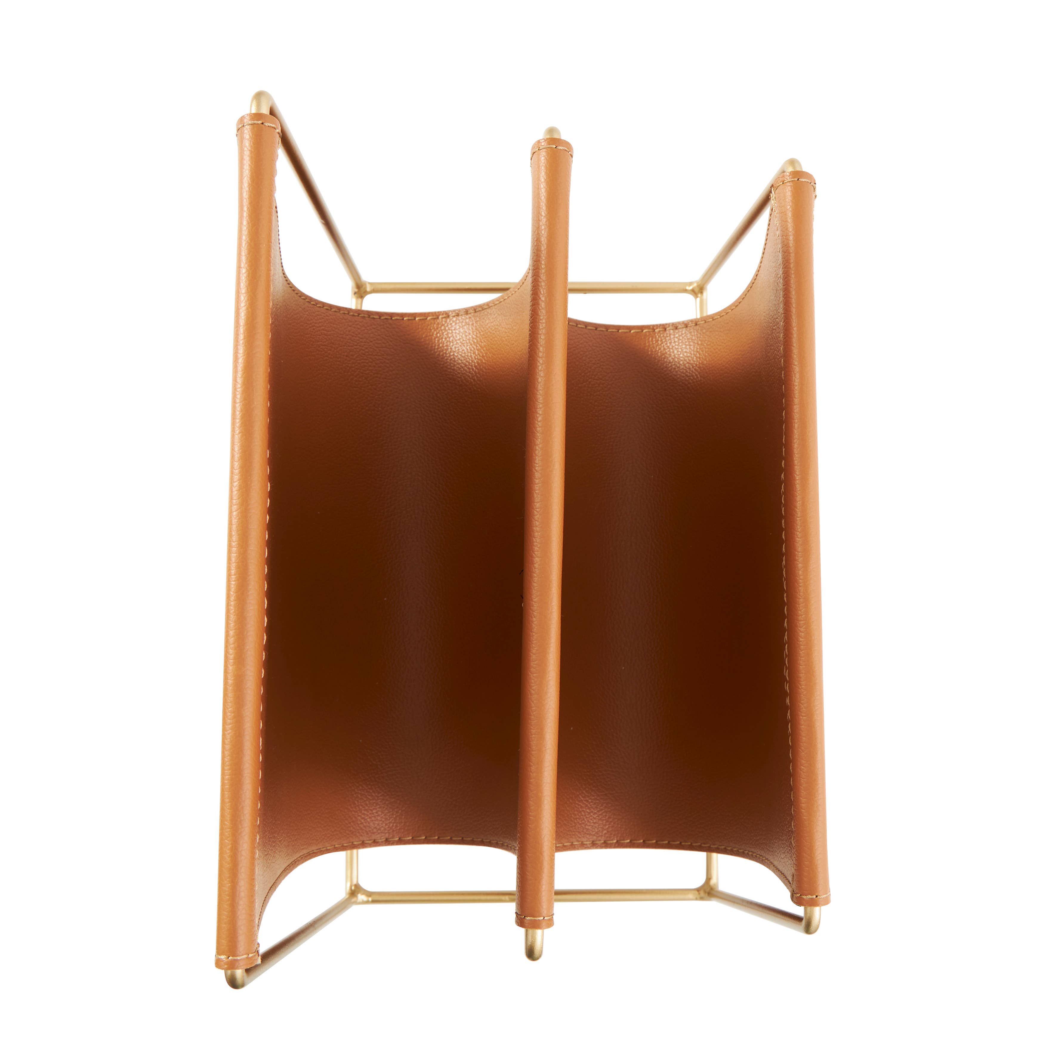 Modern Orange Leather Magazine Holder