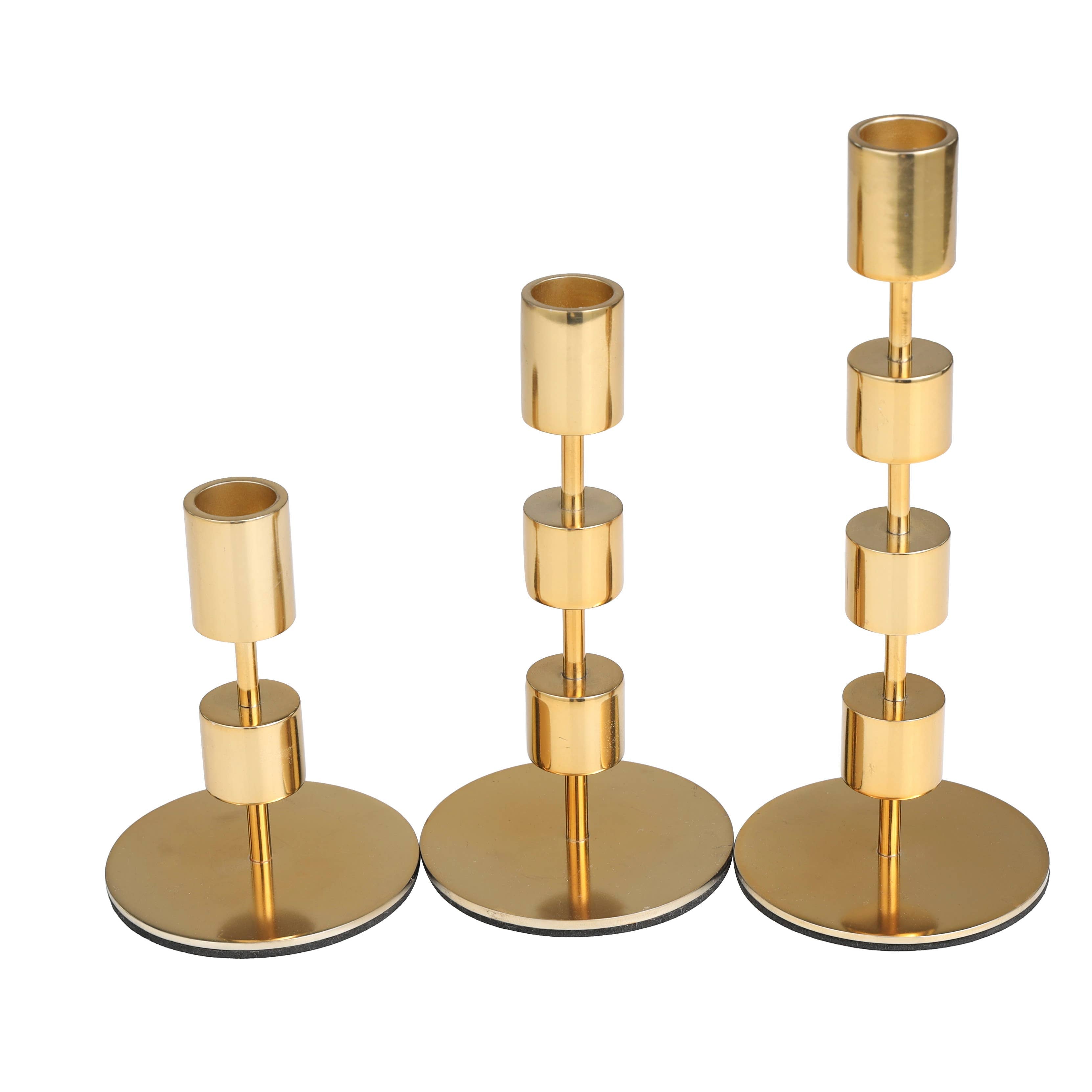 Contemporary Gold Metal Candle Holders