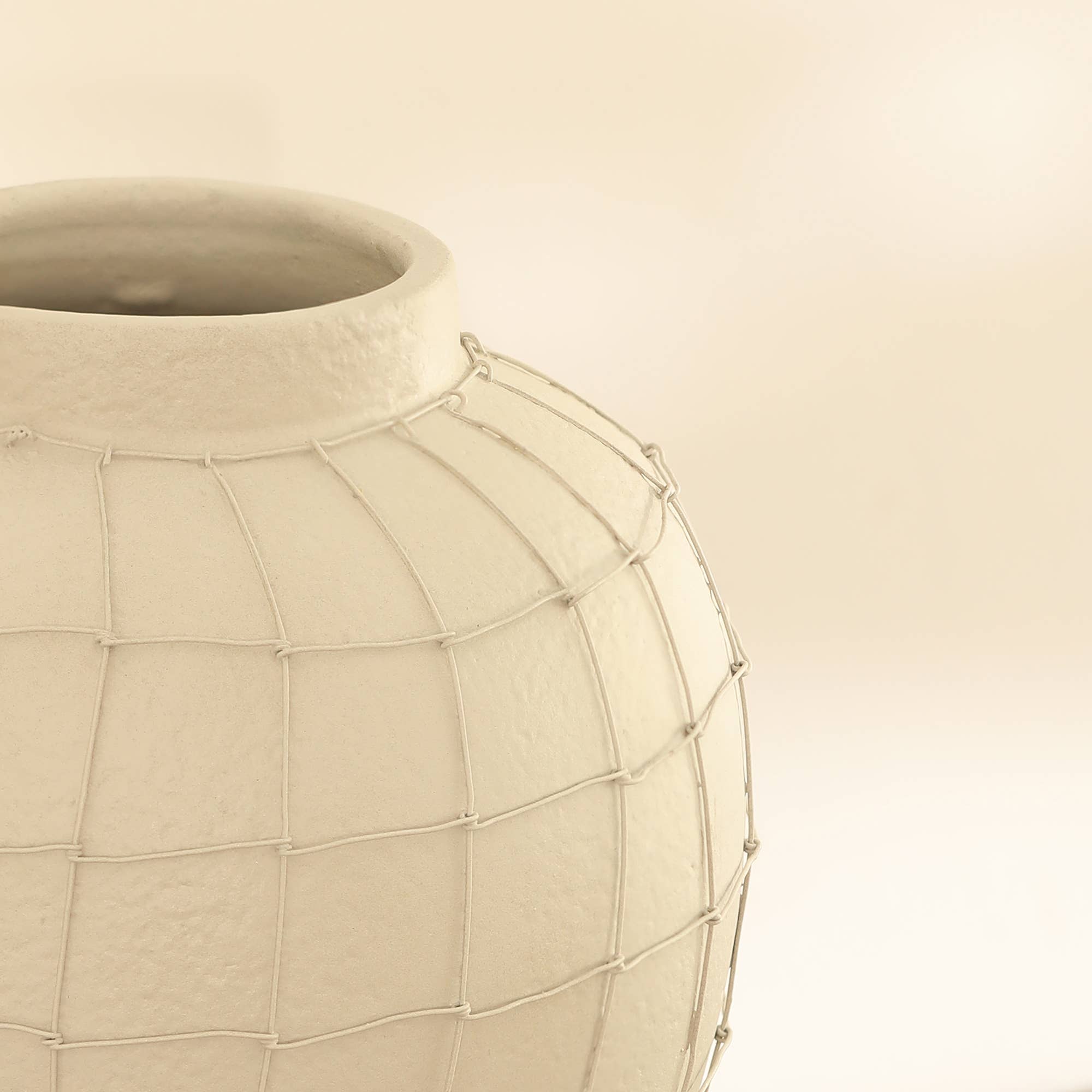 Handmade Terracotta Vase with Wireframe