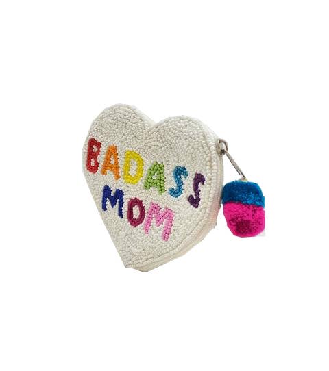 Beaded Heart Badass Mom Coin Purse