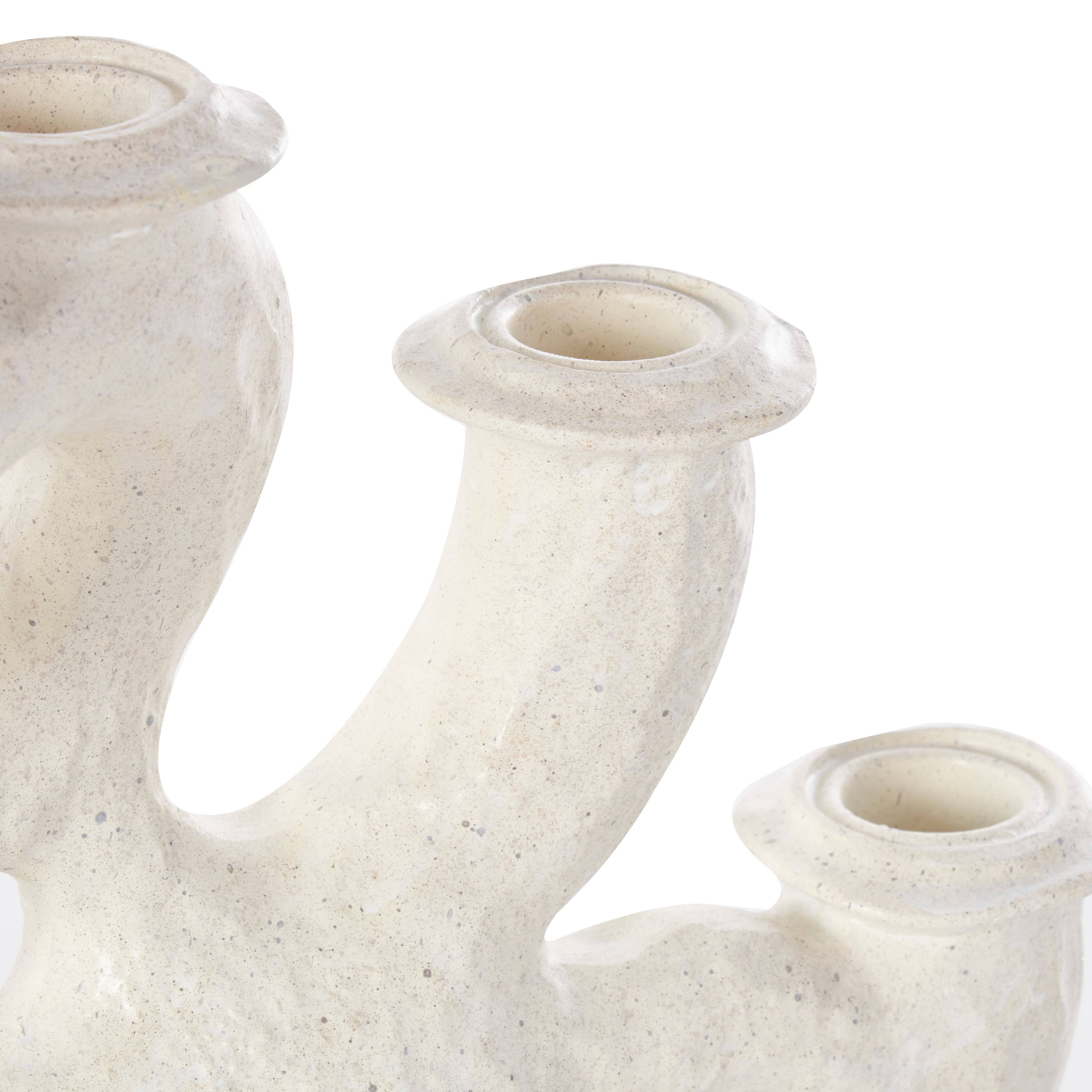 Contemporary Cream Resin Candelabra