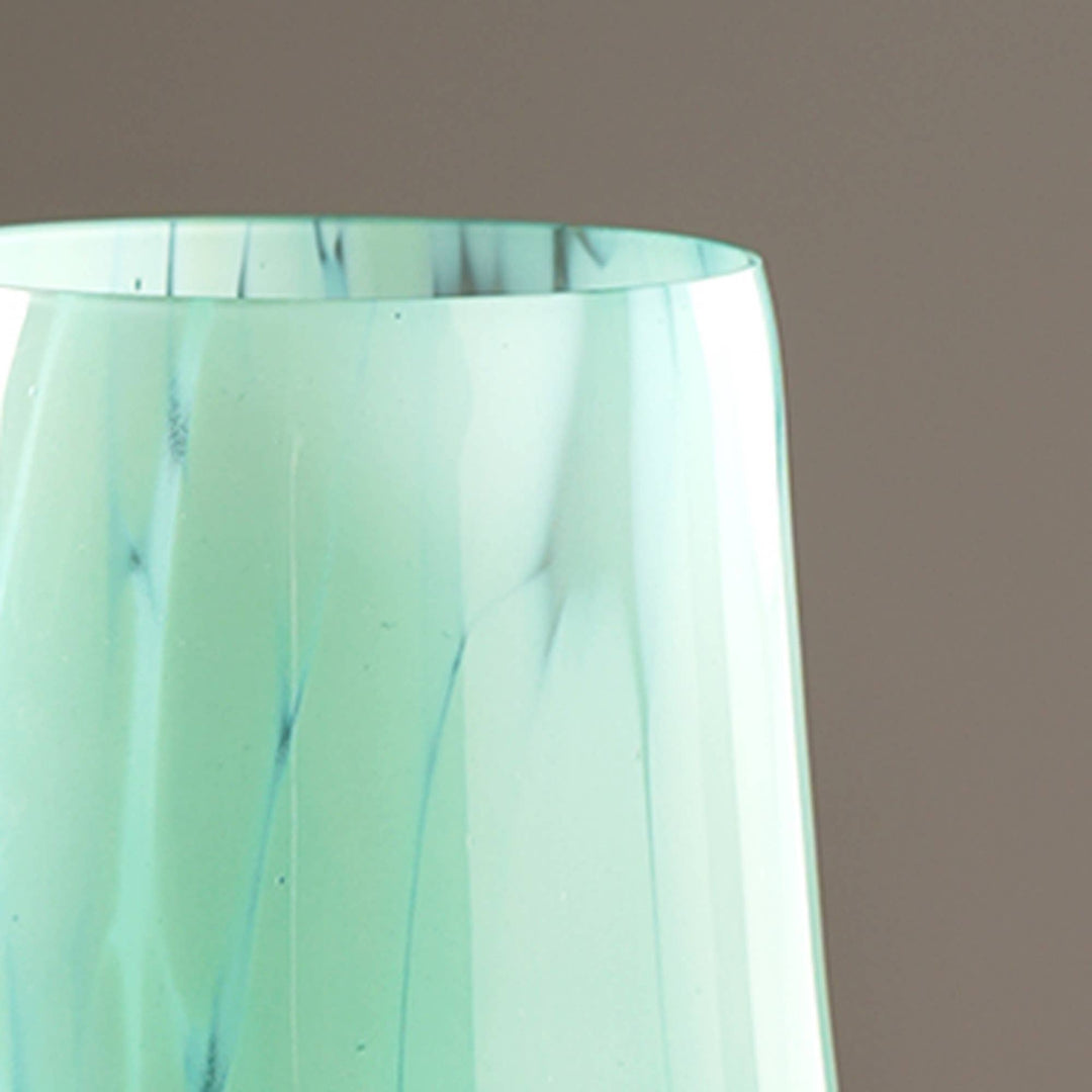 White Splatter Green Glass Long Vase