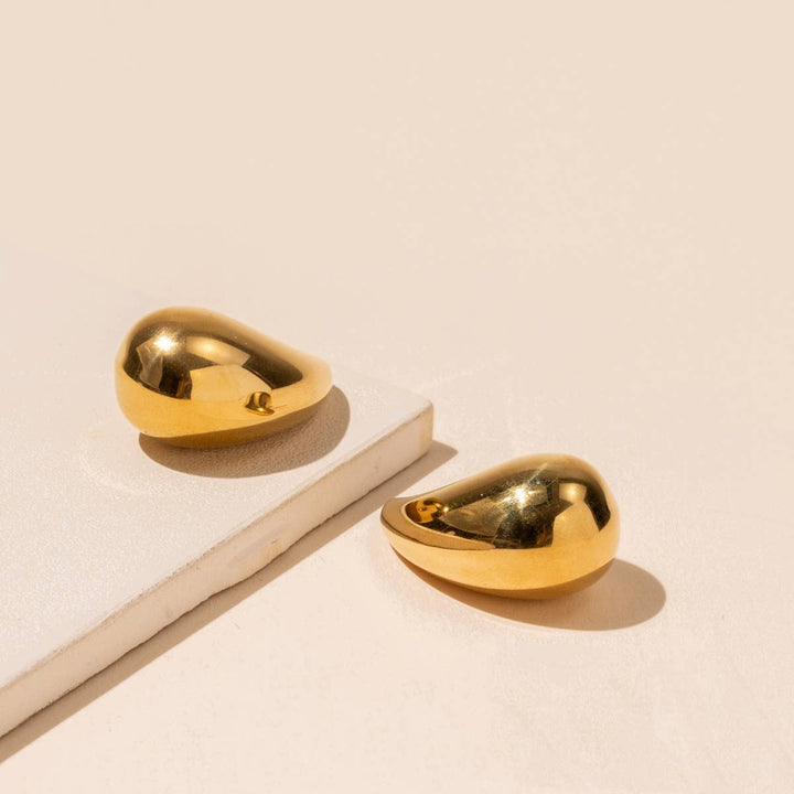 Teardrop Shape 18K Gold Plated Stainless Steel Earrings