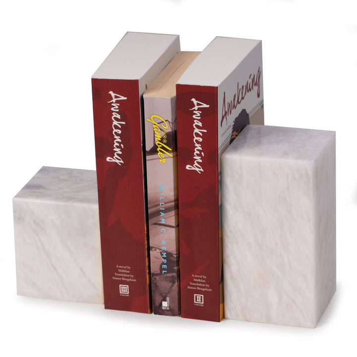 White Marble Cube Bookends