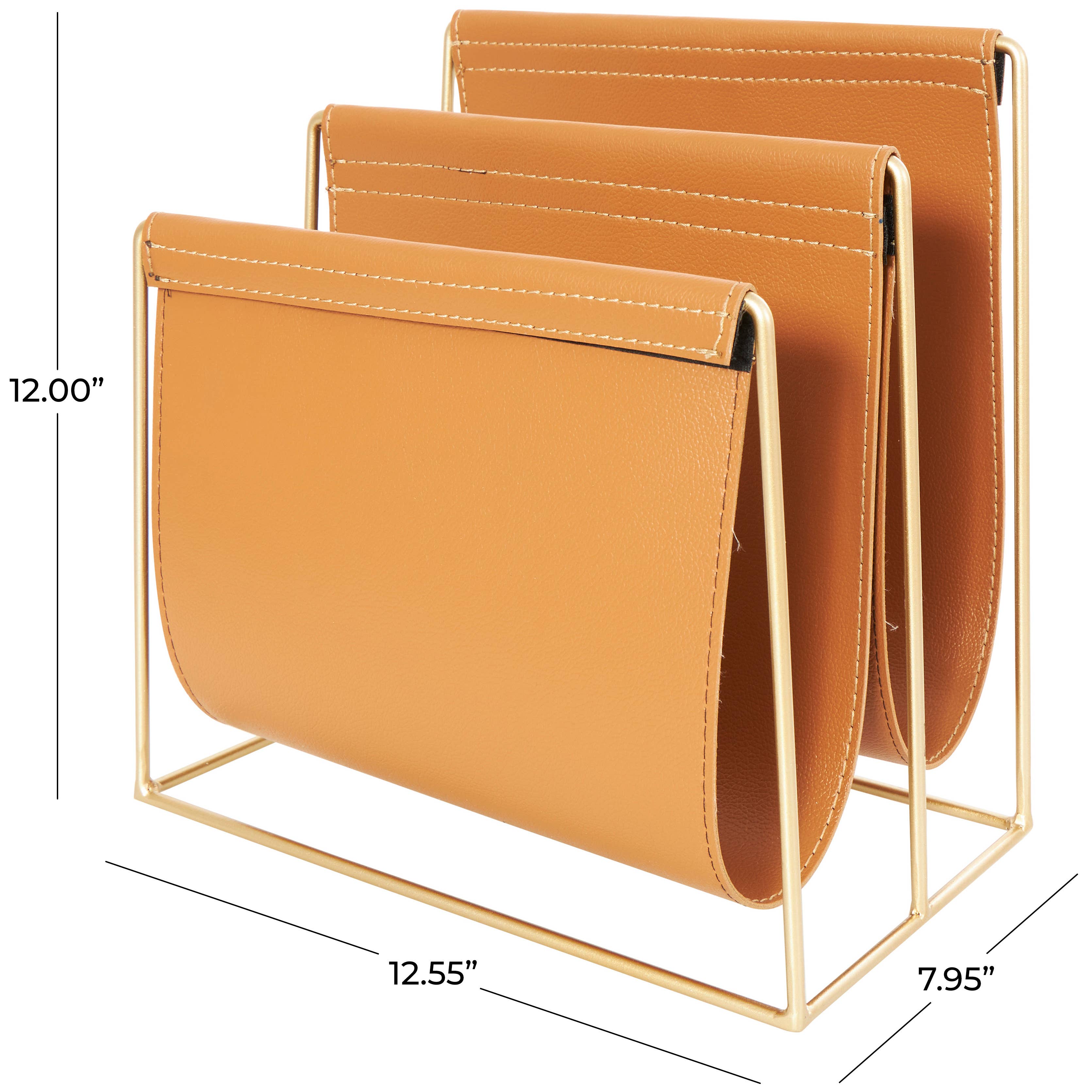 Modern Orange Leather Magazine Holder