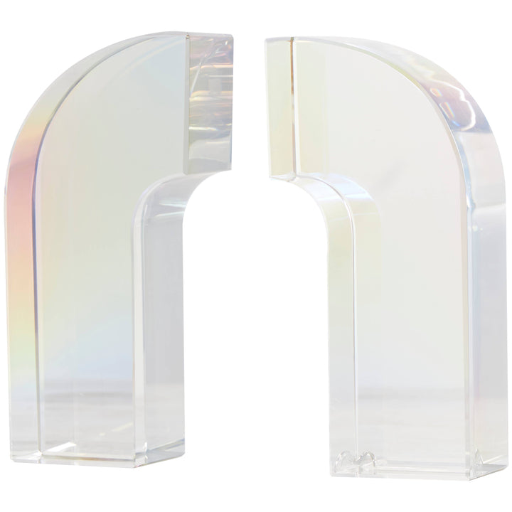 Contemporary Clear Crystal Bookends Set