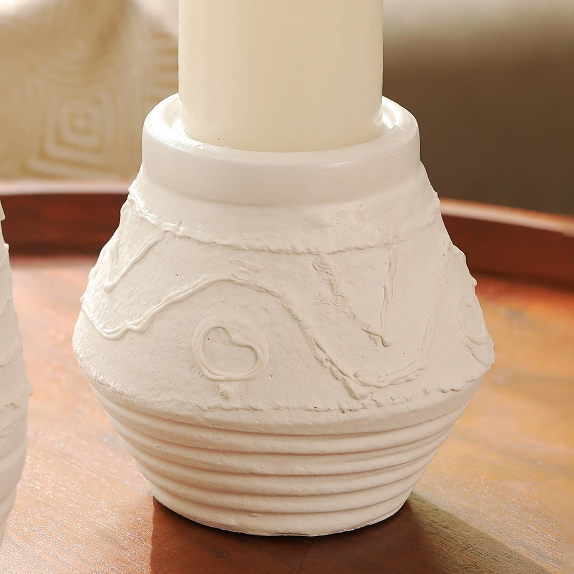 Organic Pattern Terracotta Candle Holder