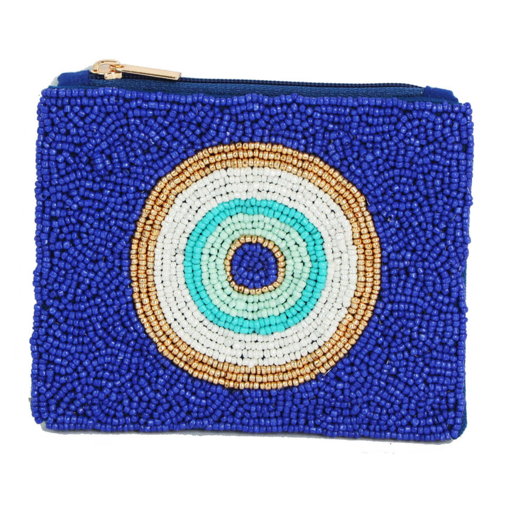 Beaded Evil Eye Blue Coin Purse
