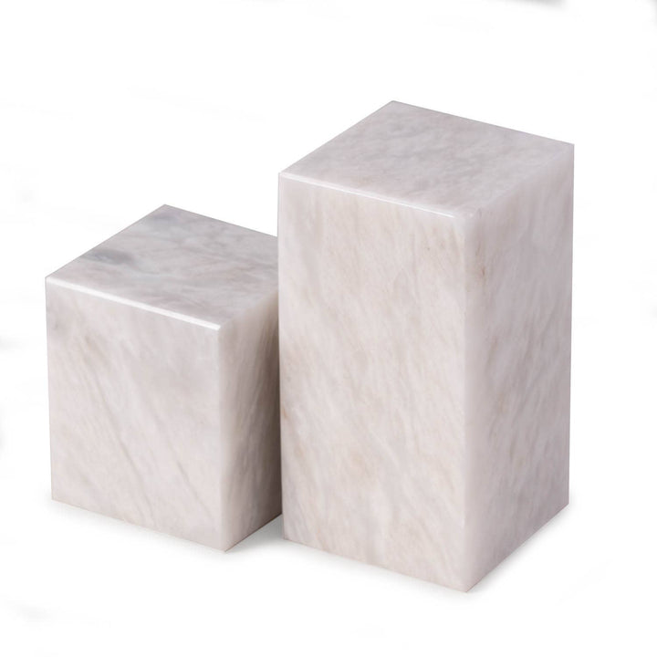 White Marble Cube Bookends