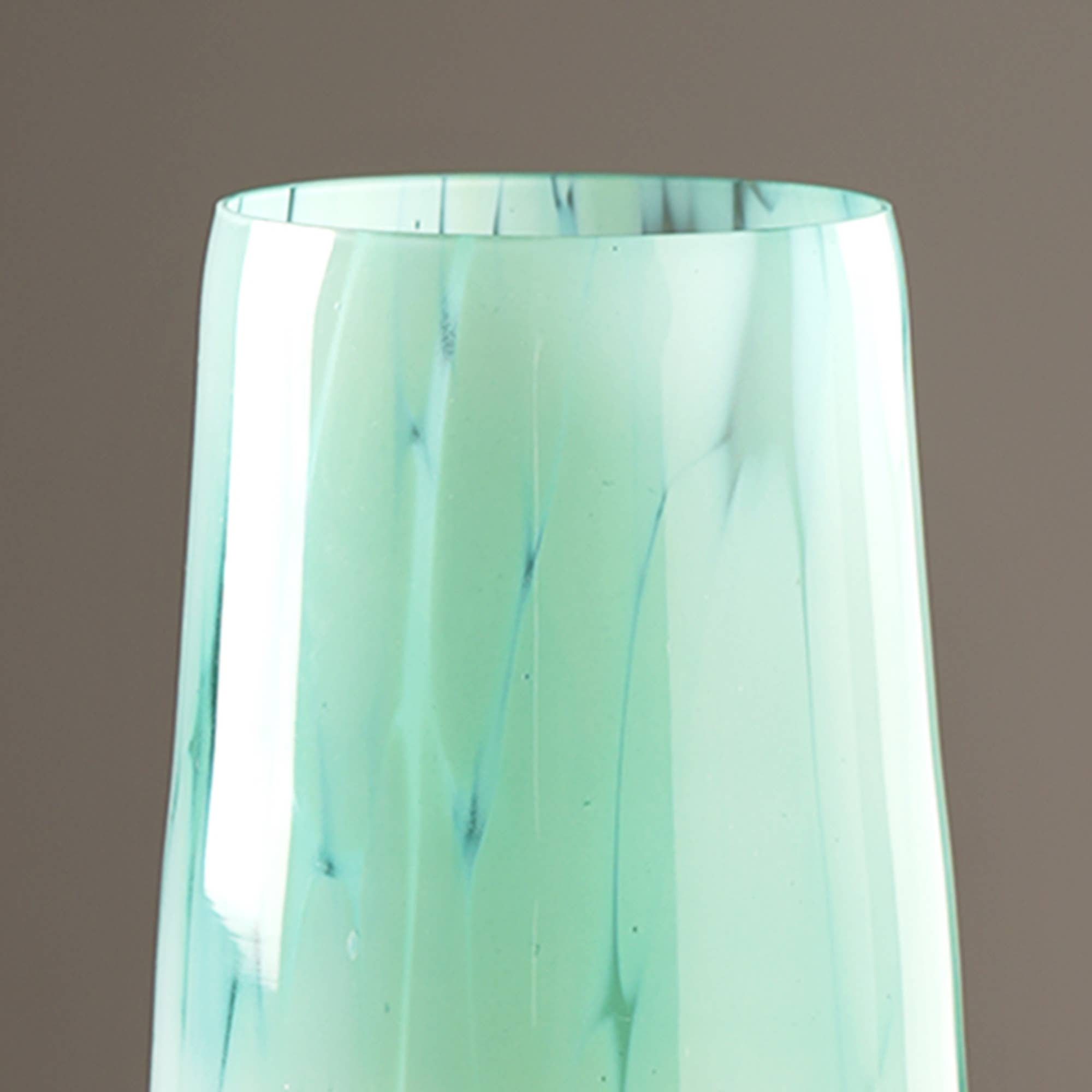 White Splatter Green Glass Long Vase