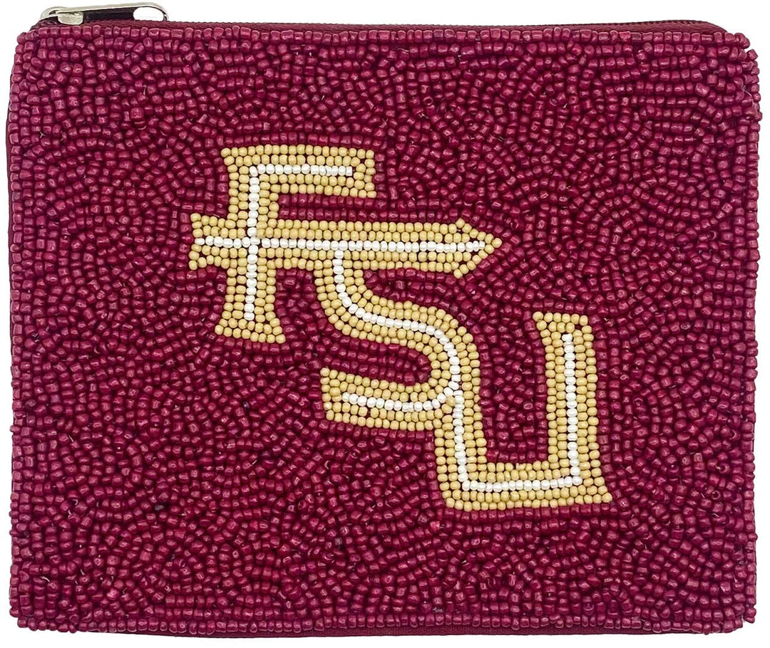 Beaded Burgundy FSU Coin Purse