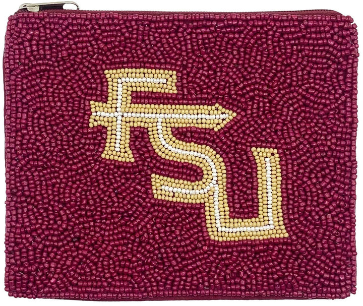 Beaded Burgundy FSU Coin Purse