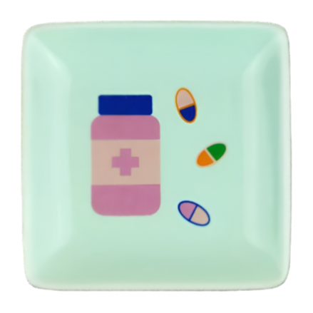 Pill Bottle & Pills - Square Trinket Tray