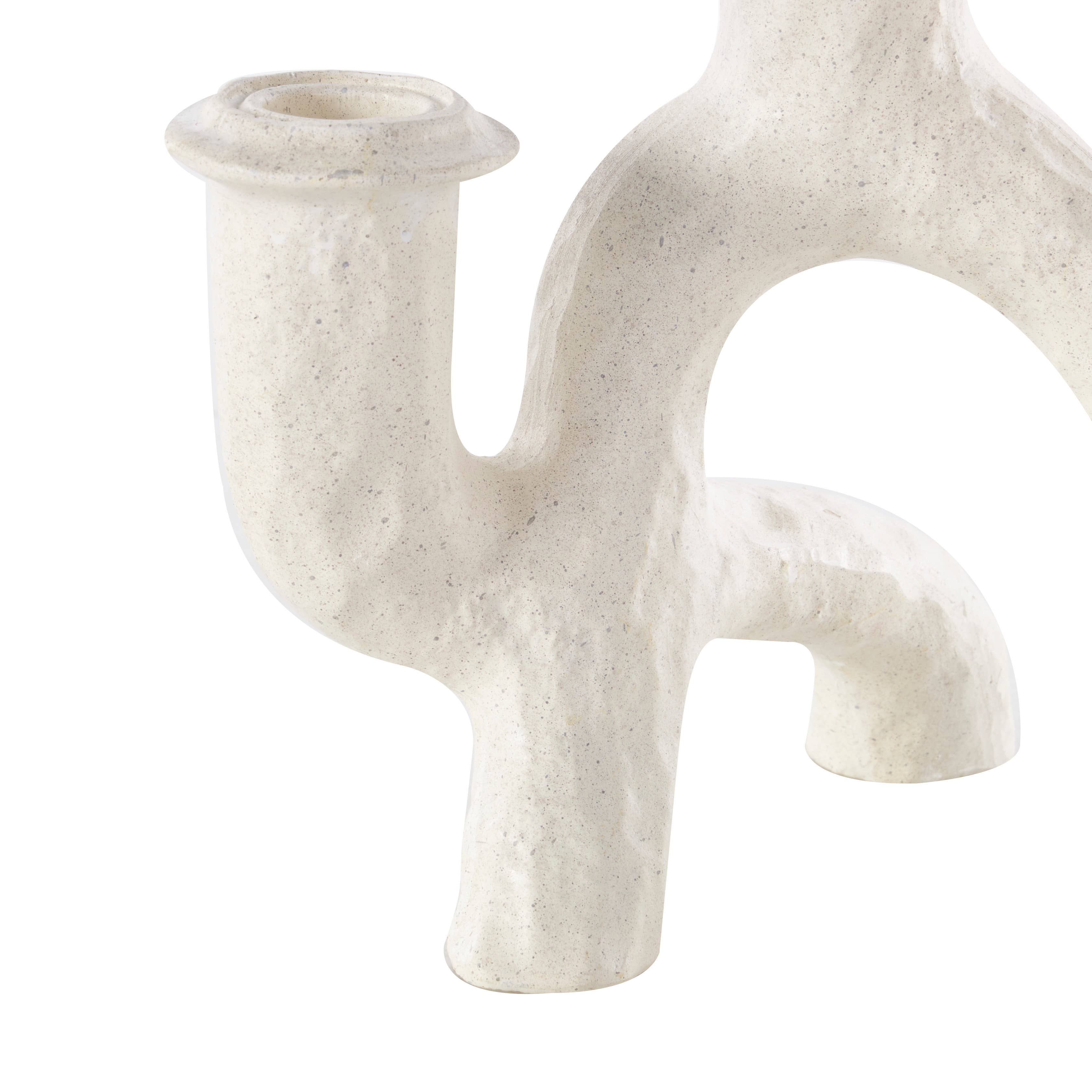 Contemporary Cream Resin Candelabra