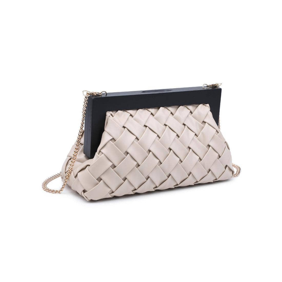 Jamie Woven Wooden Frame Clutch