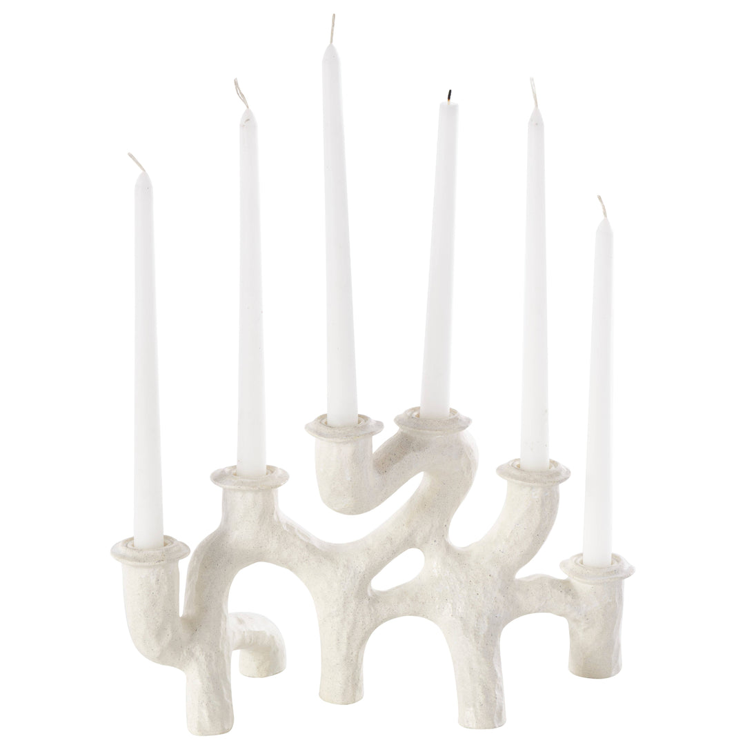 Contemporary Cream Resin Candelabra