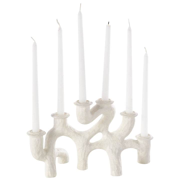 Contemporary Cream Resin Candelabra