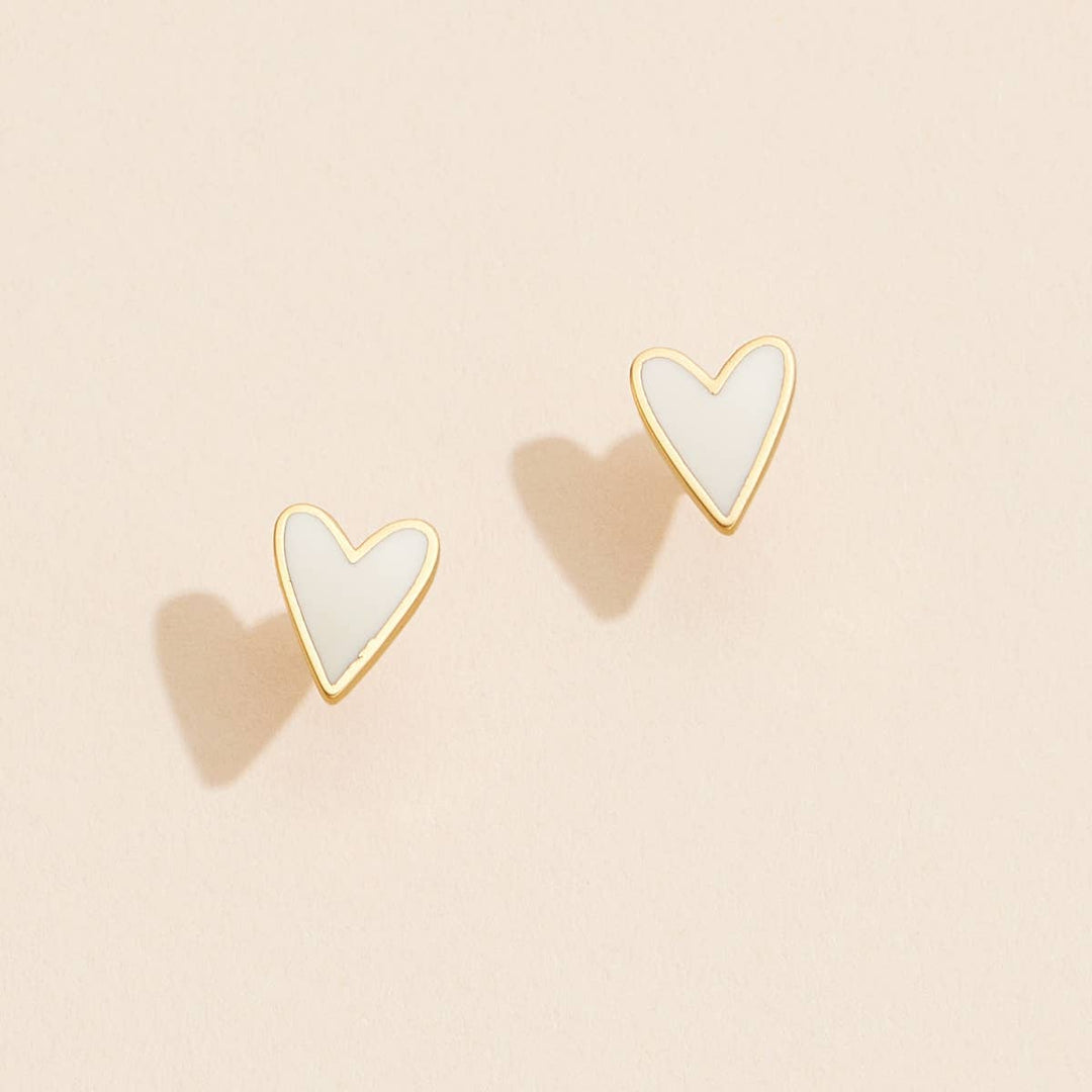 Enamel Heart 18K Gold Dip Stud Earrings