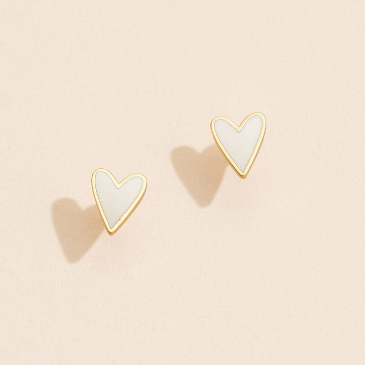 Enamel Heart 18K Gold Dip Stud Earrings