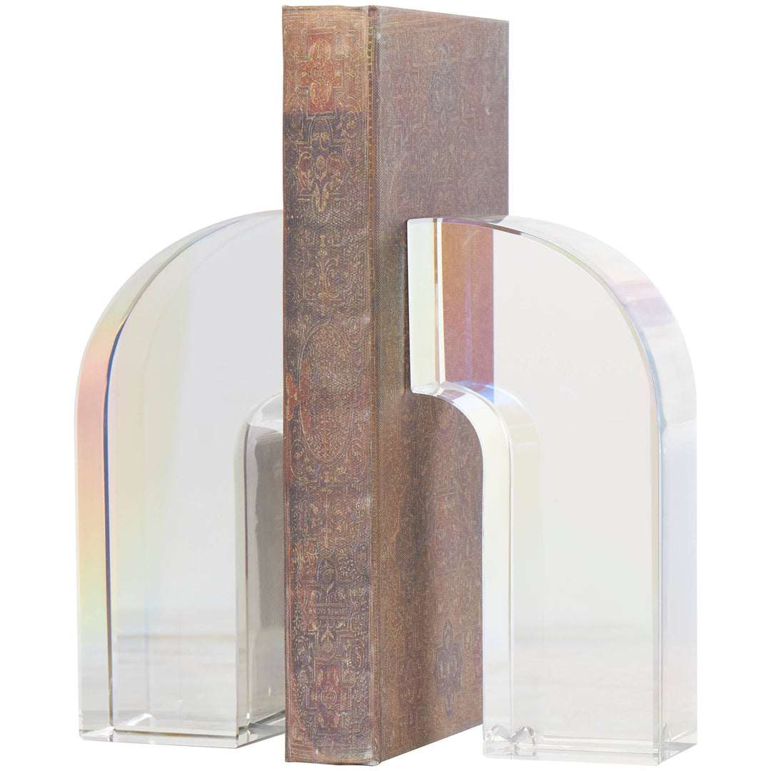 Contemporary Clear Crystal Bookends Set