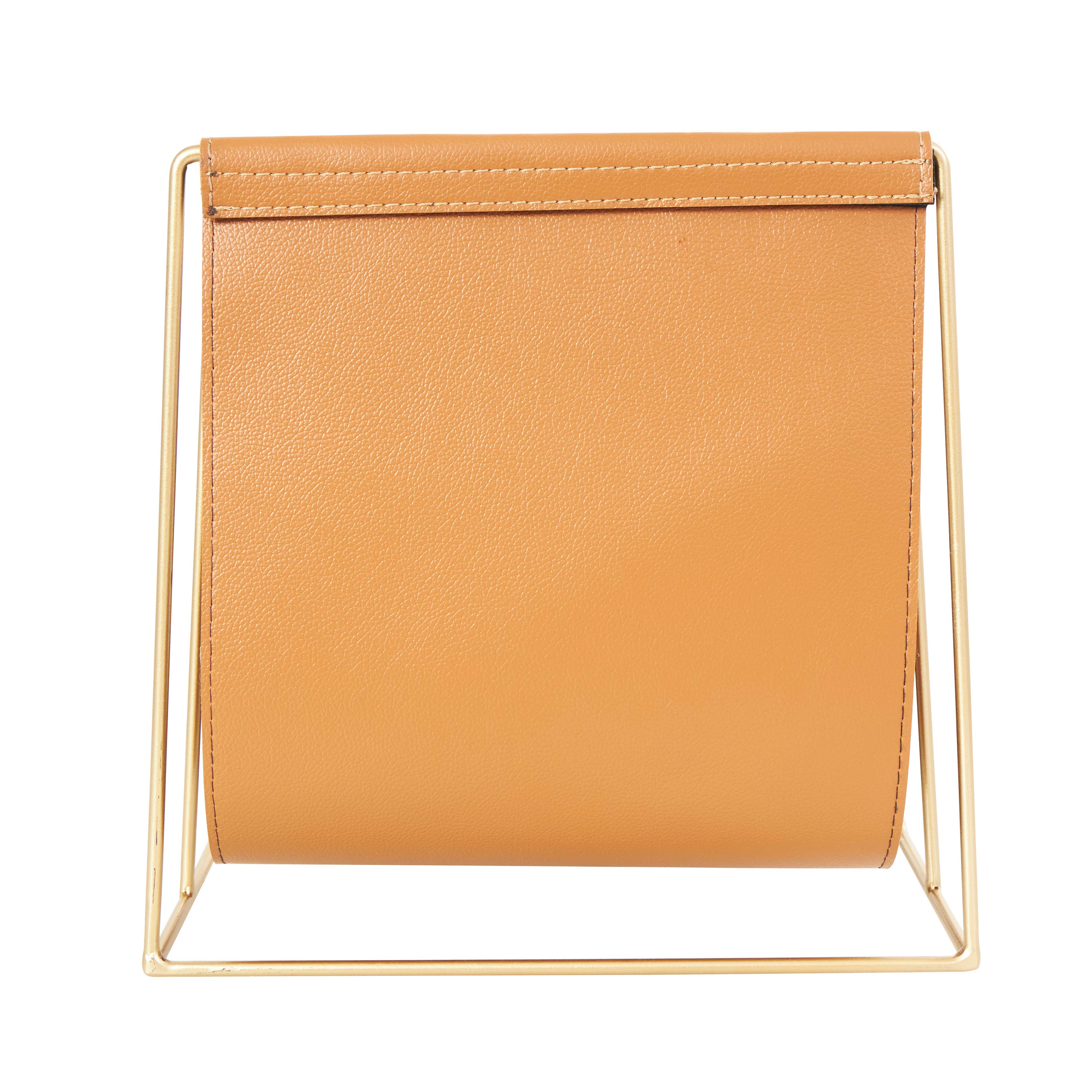 Modern Orange Leather Magazine Holder