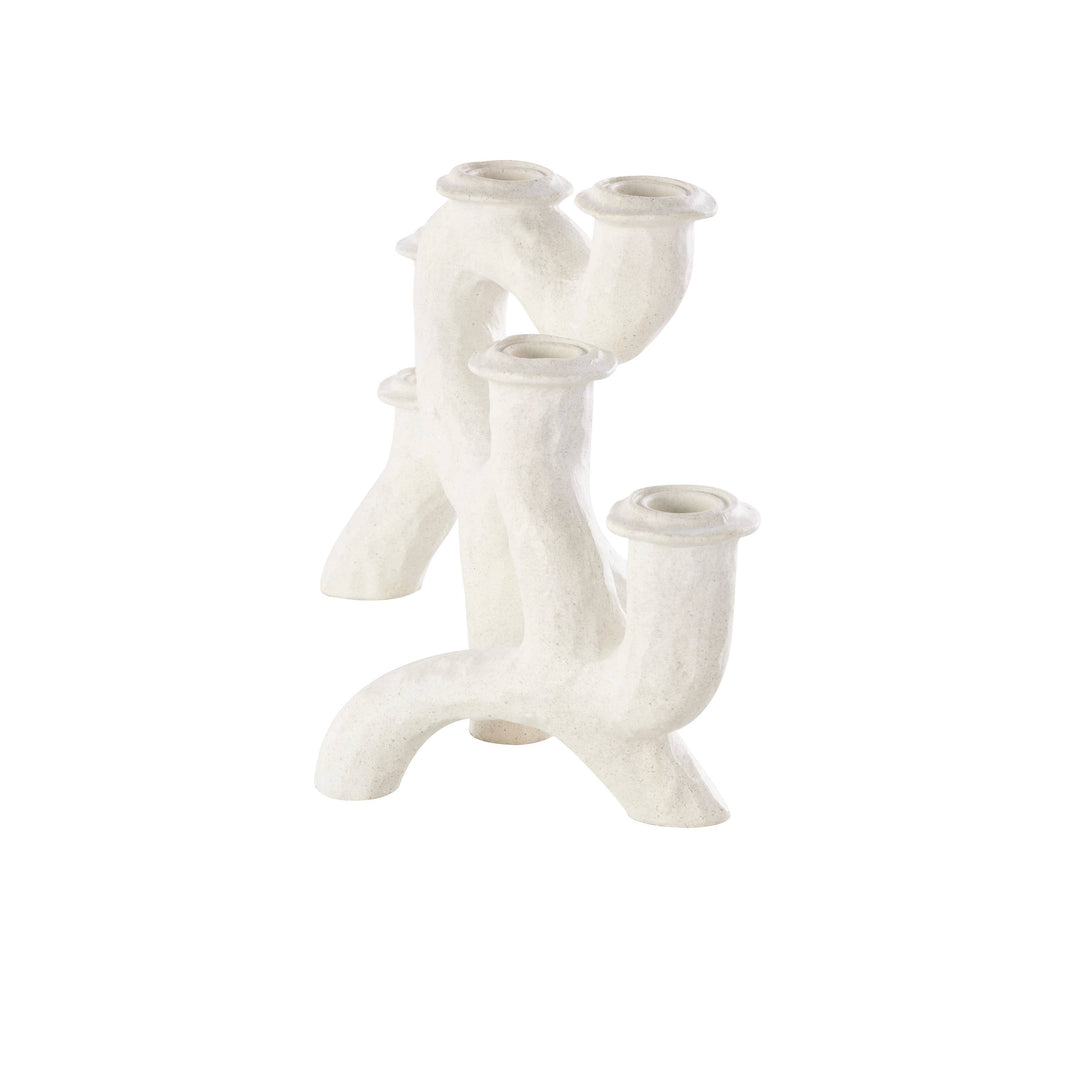 Contemporary Cream Resin Candelabra