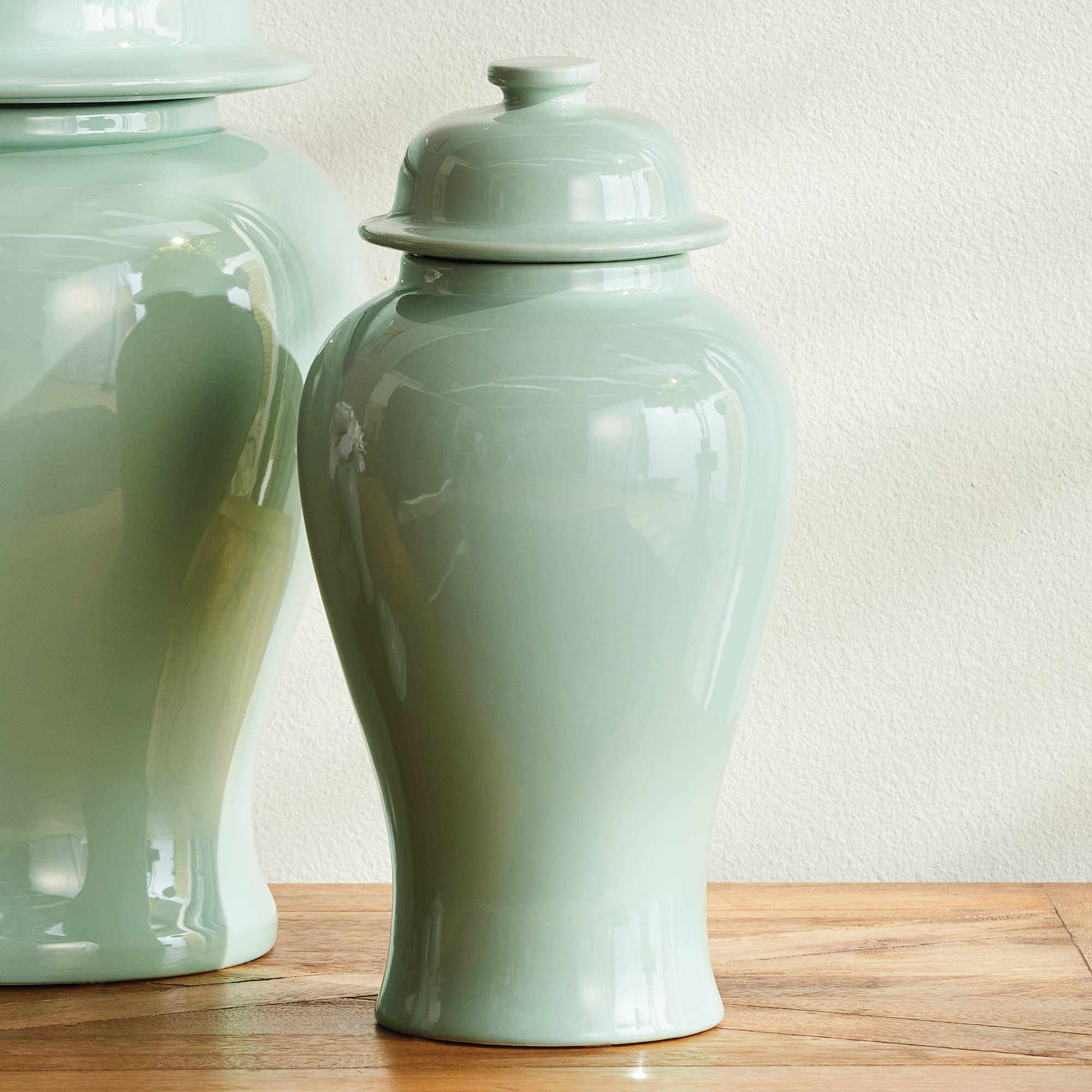 Koa Wide Lidded Ginger Jar Small - Green