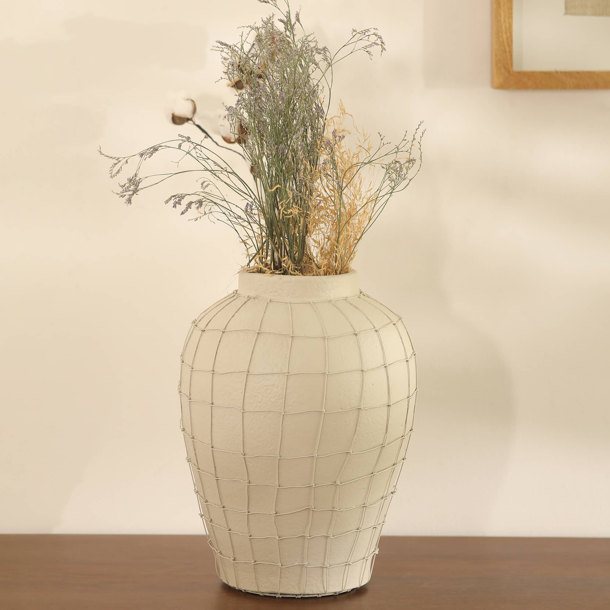 Handmade Terracotta Vase with Wireframe