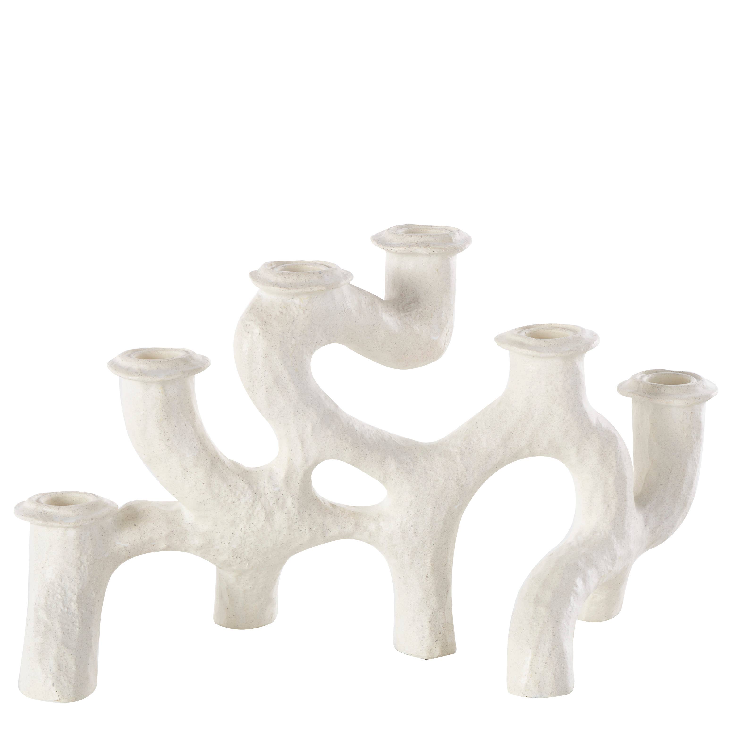 Contemporary Cream Resin Candelabra