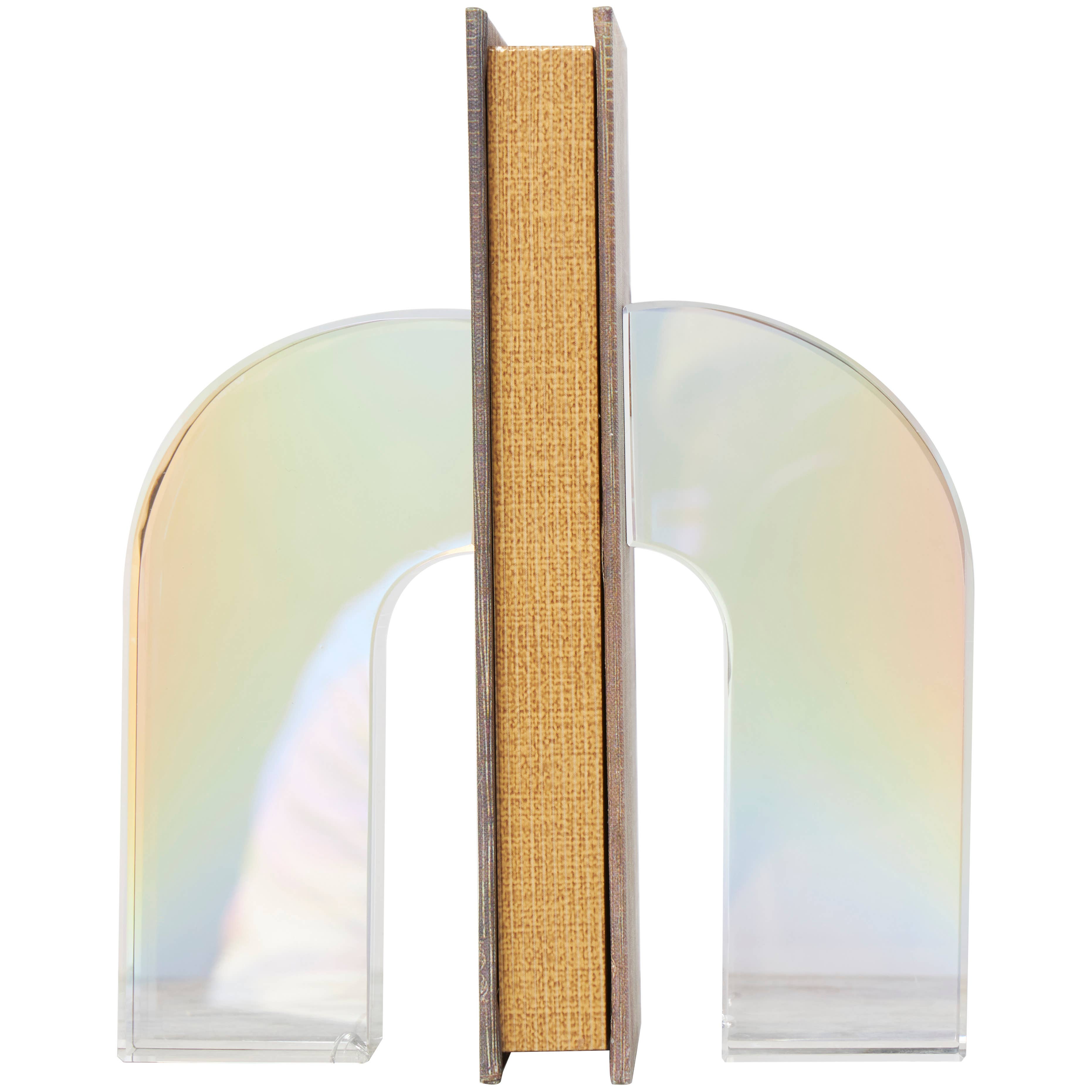 Contemporary Clear Crystal Bookends Set