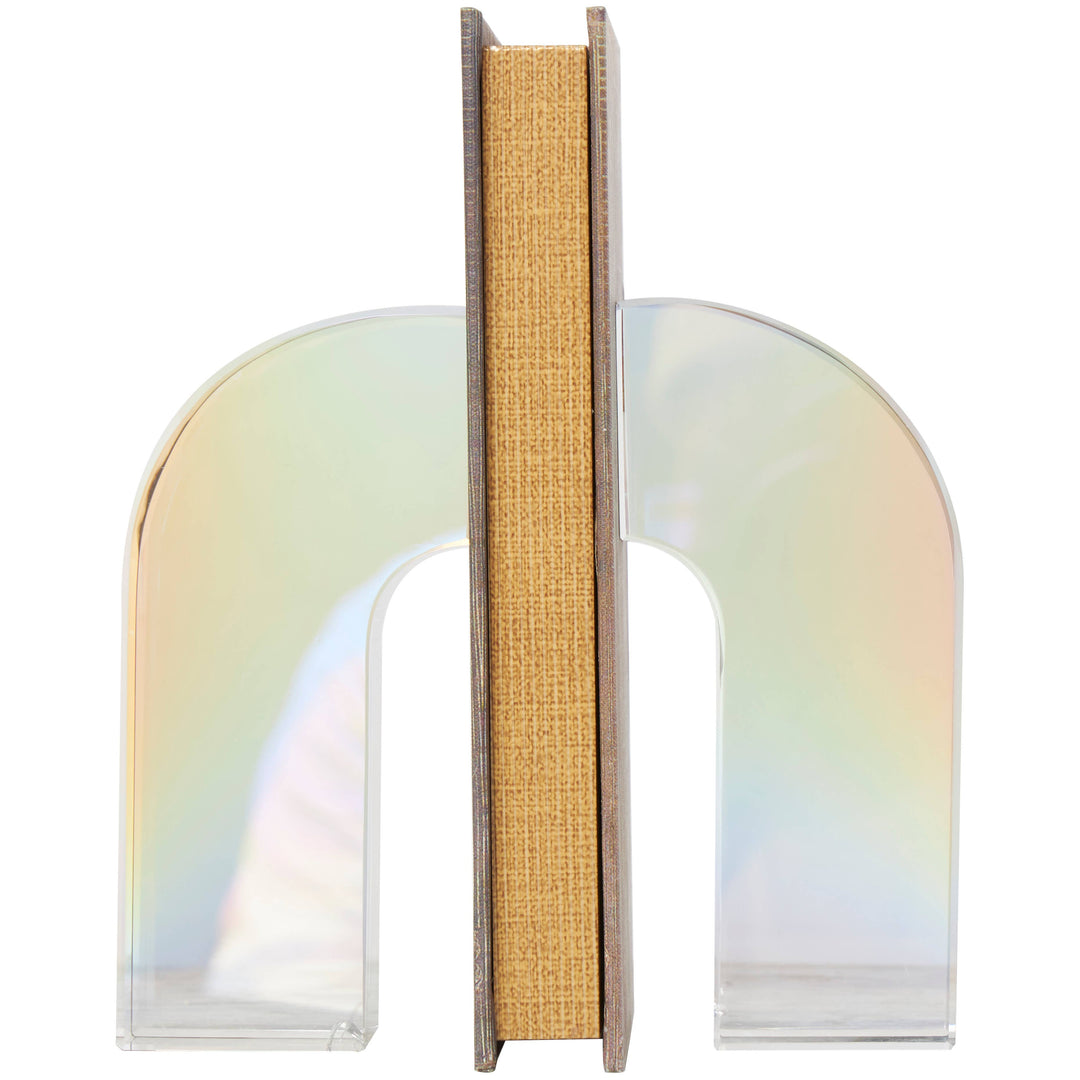 Contemporary Clear Crystal Bookends Set